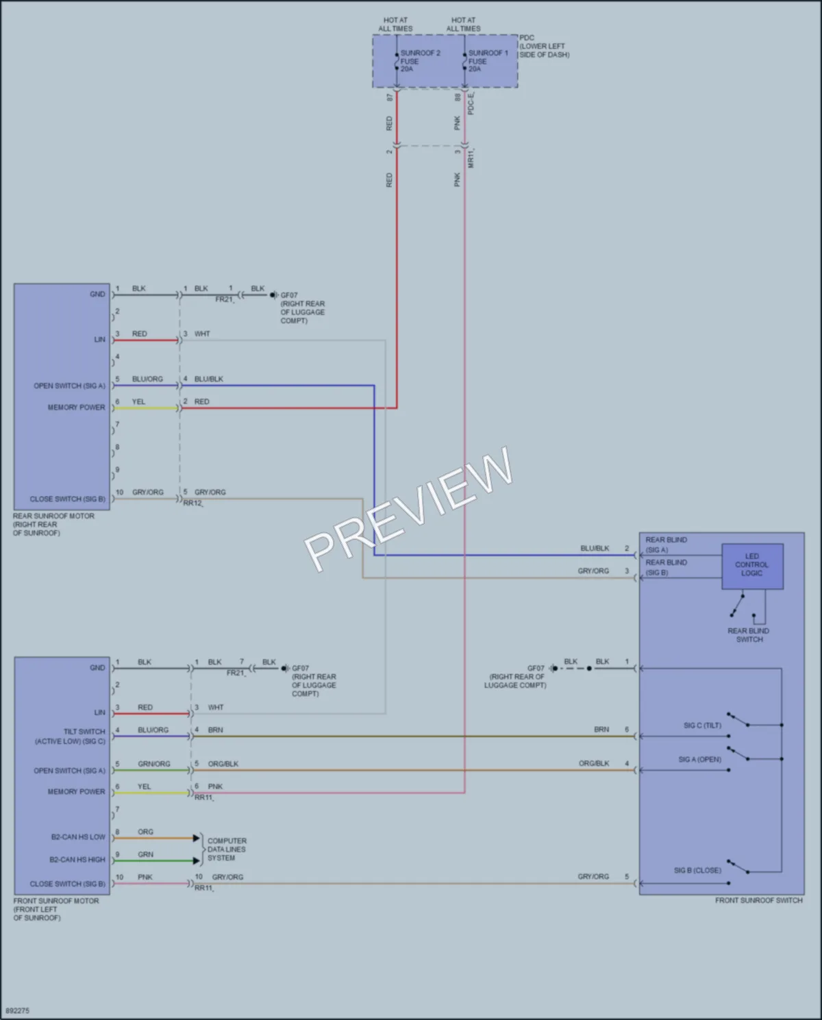 2025 Kia EV9 Power Top Sunroof wiring diagram preview