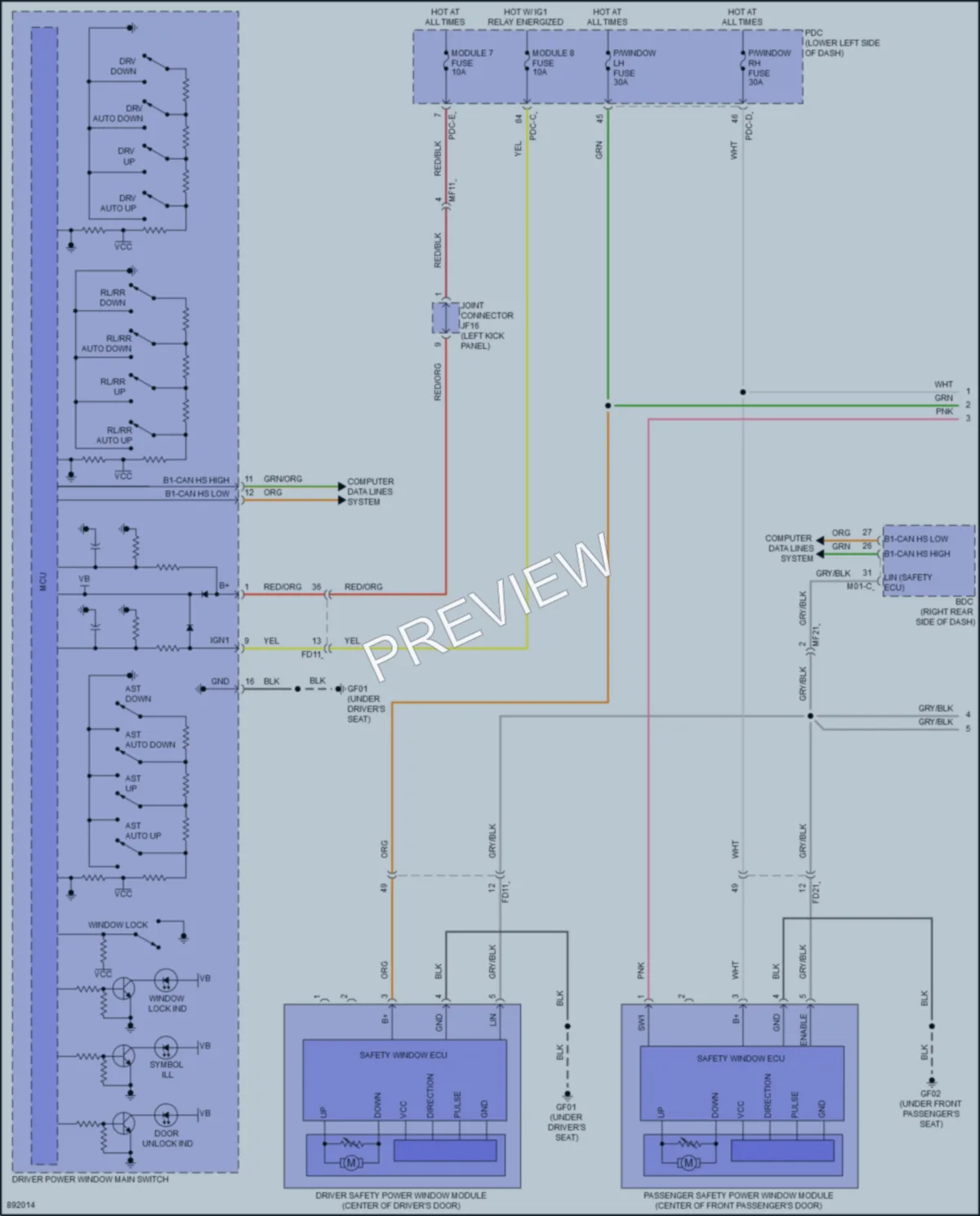 2025 Kia EV9 Power Windows wiring diagram preview