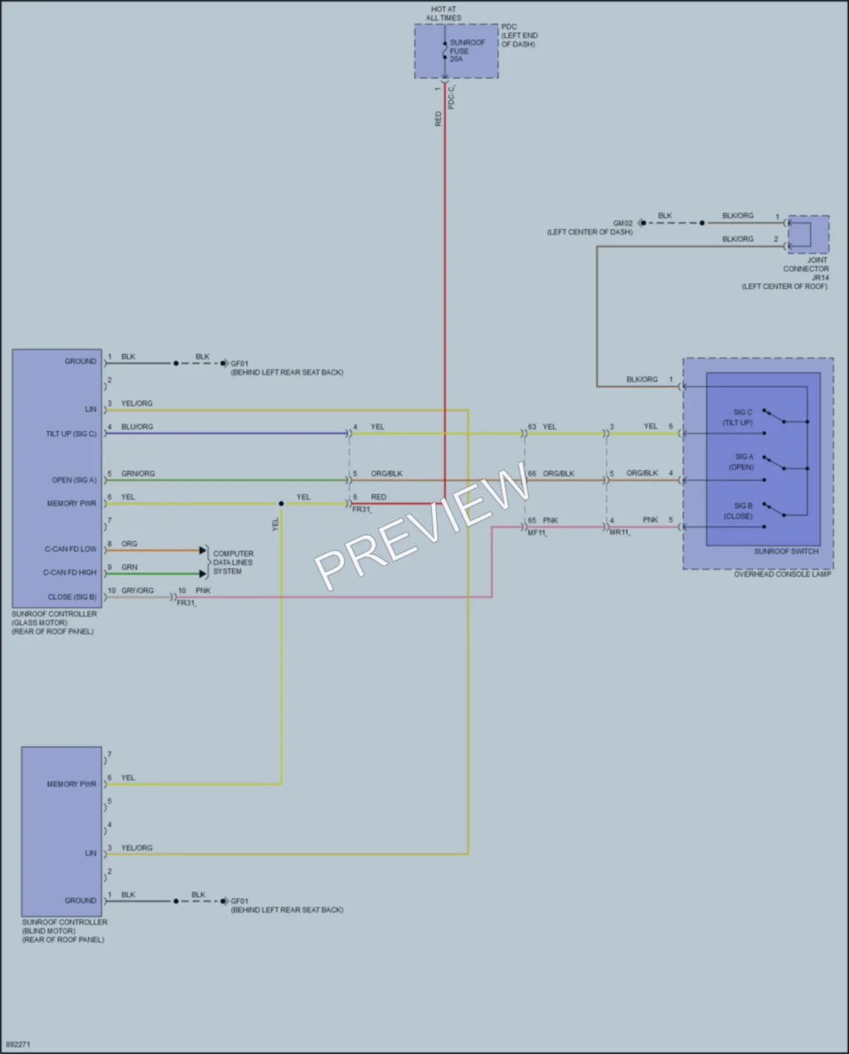 2025 Kia K4 Power Top Sunroof wiring diagram preview