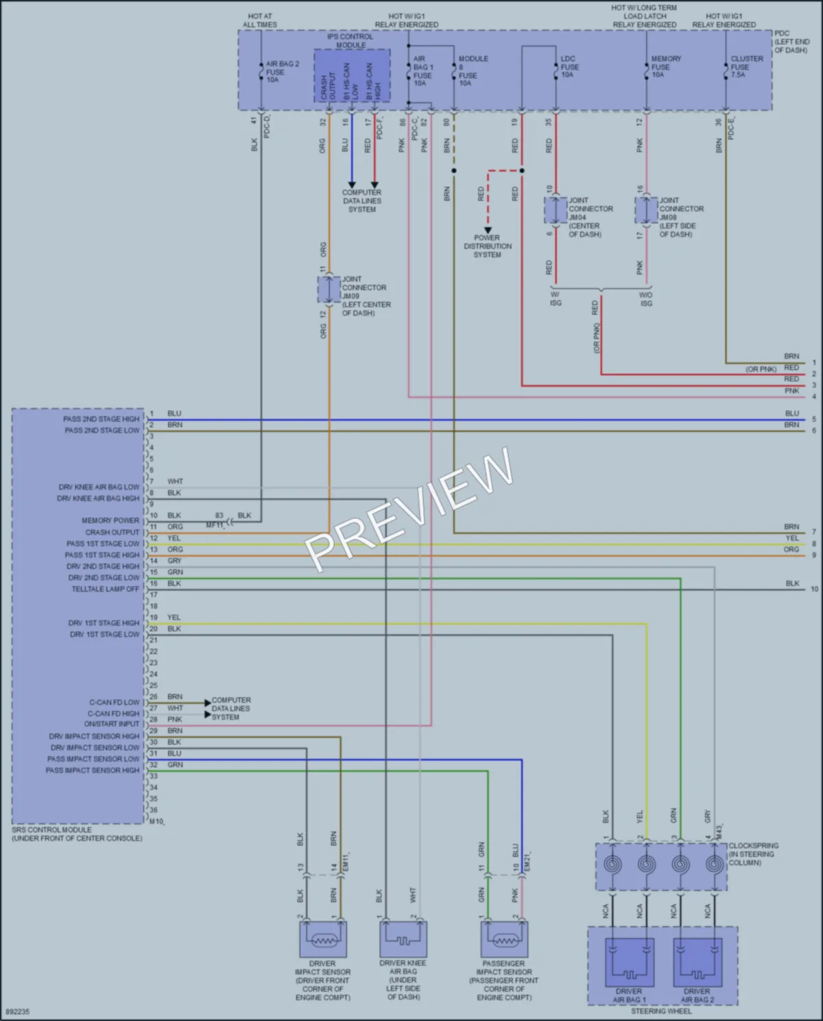 2025 Kia K5 Supplemental Restraints wiring diagram preview