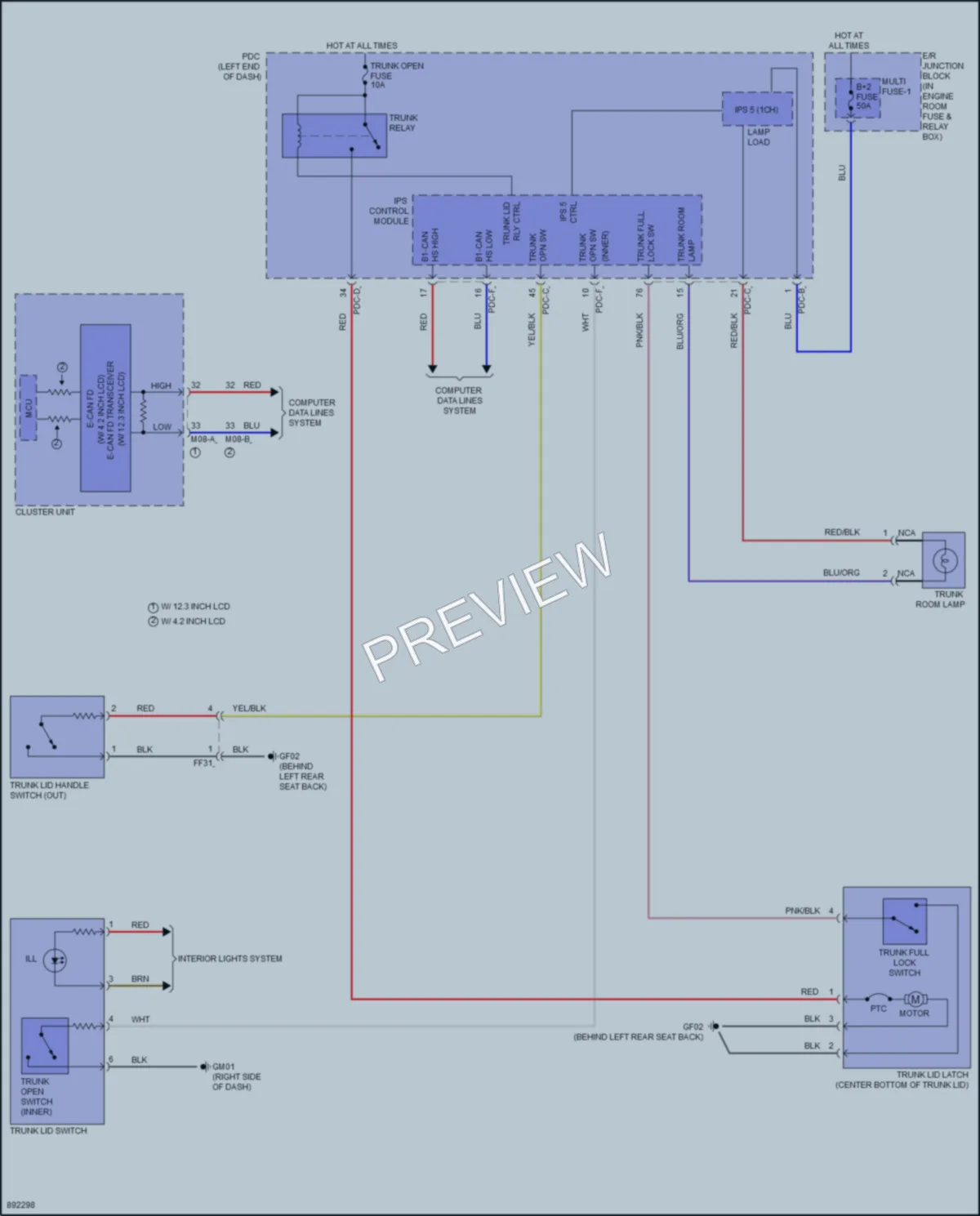 2025 Kia K5 Trunk Tailgate Fuel Door wiring diagram preview