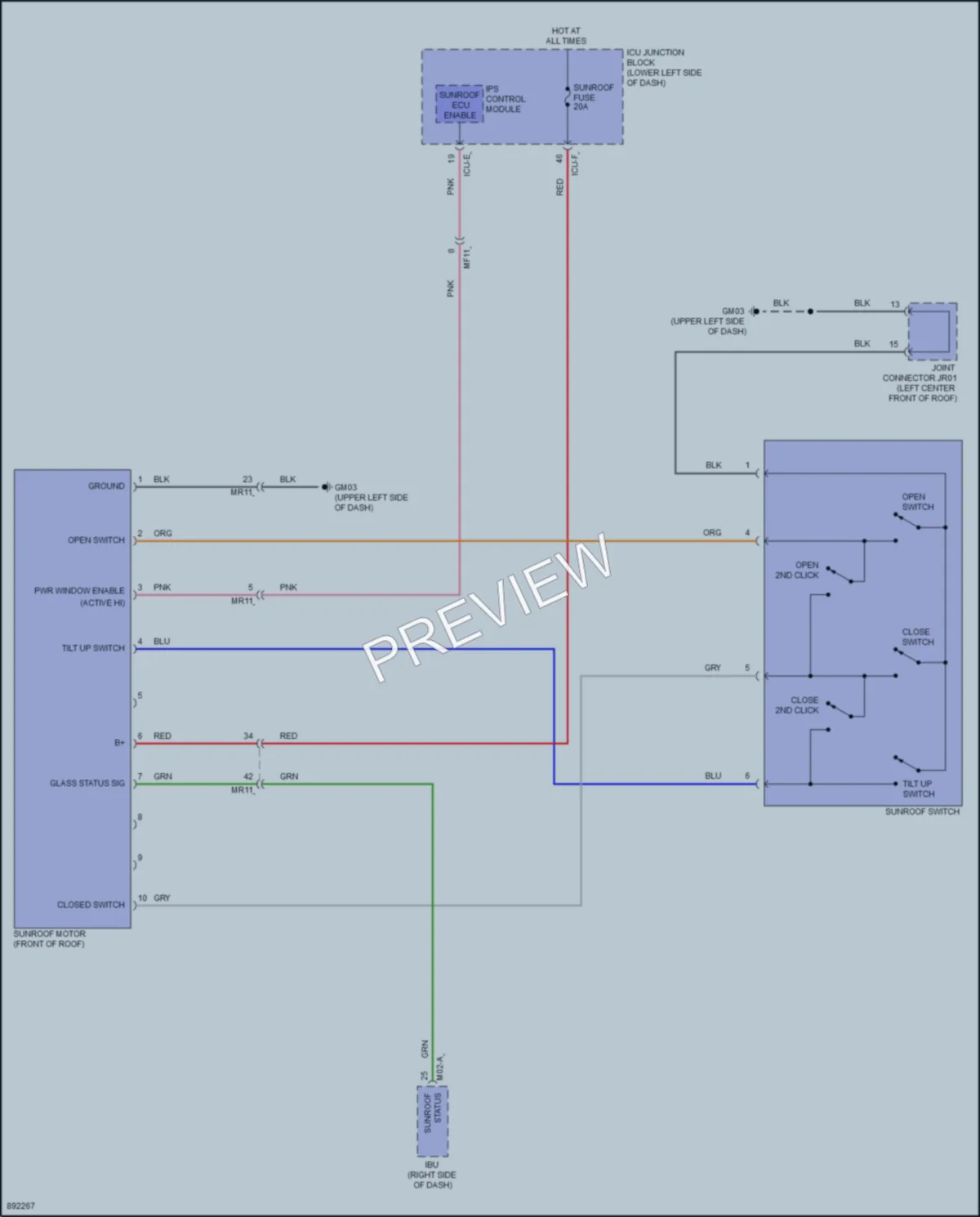 2025 Kia Niro Power Top Sunroof wiring diagram preview