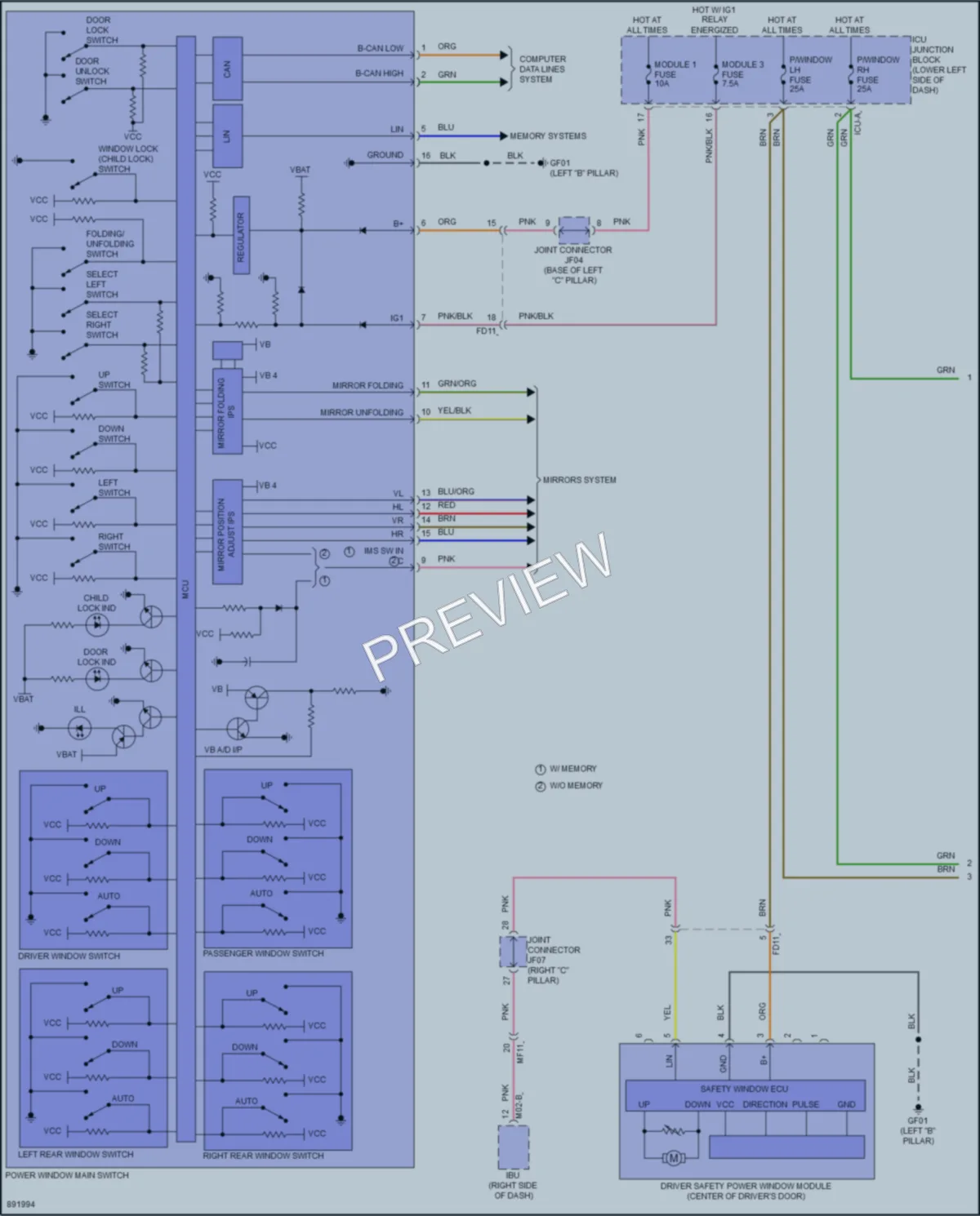 2025 Kia Niro Power Windows wiring diagram preview