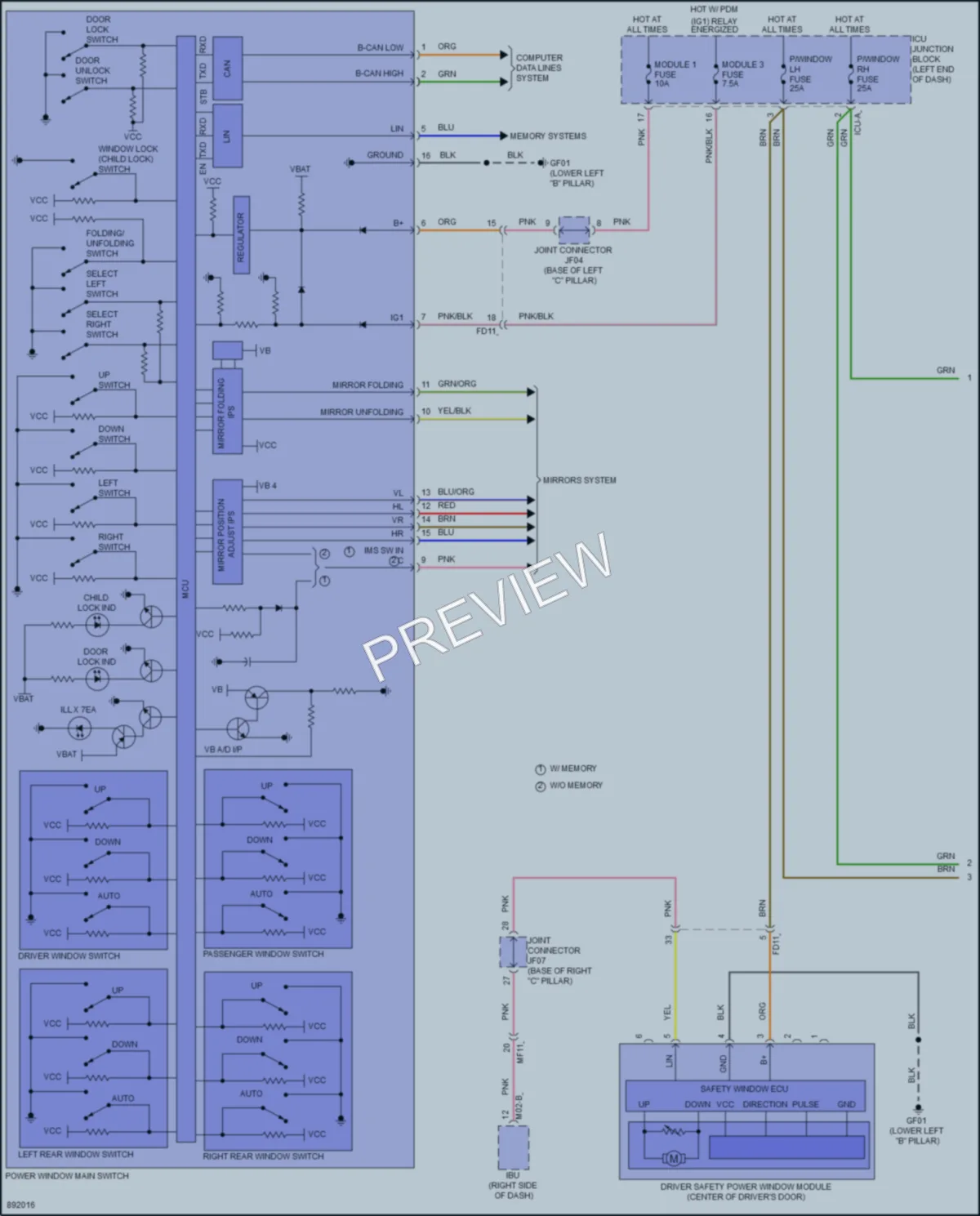 2025 Kia NiroEV Power Windows wiring diagram preview