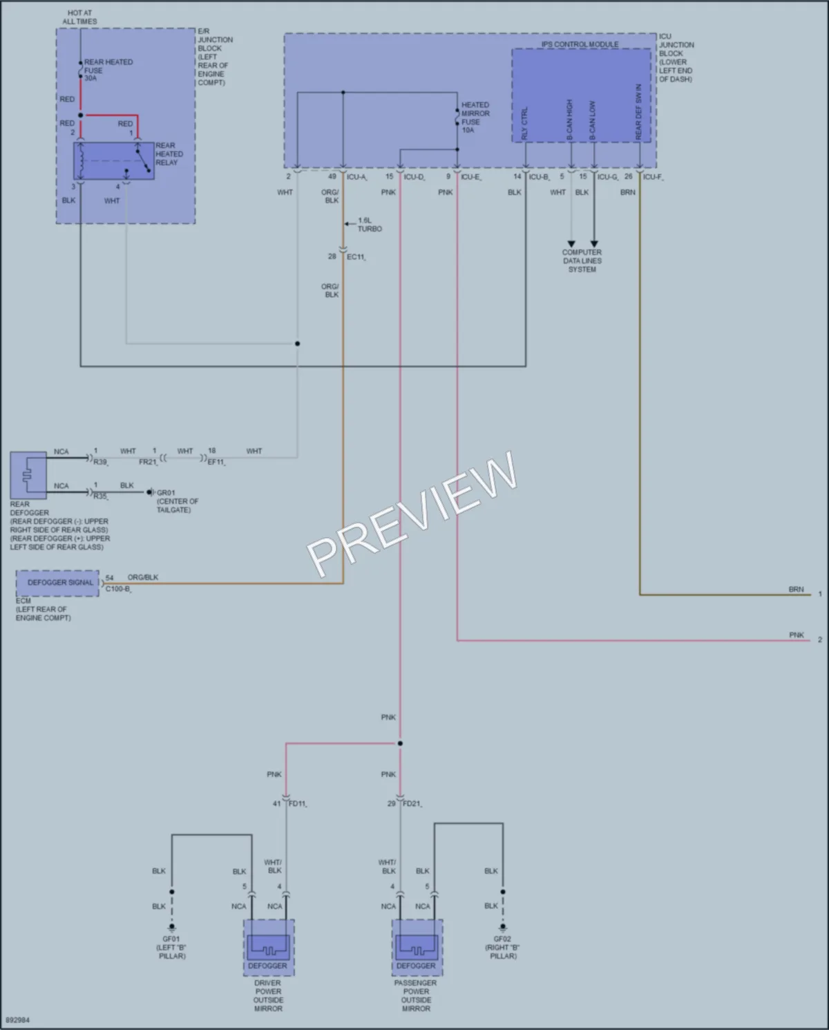 2025 Kia Seltos Defoggers wiring diagram preview