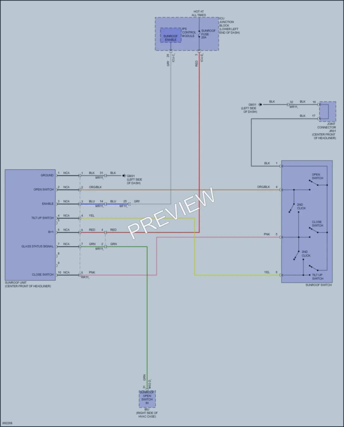 2025 Kia Seltos Power Top Sunroof wiring diagram preview