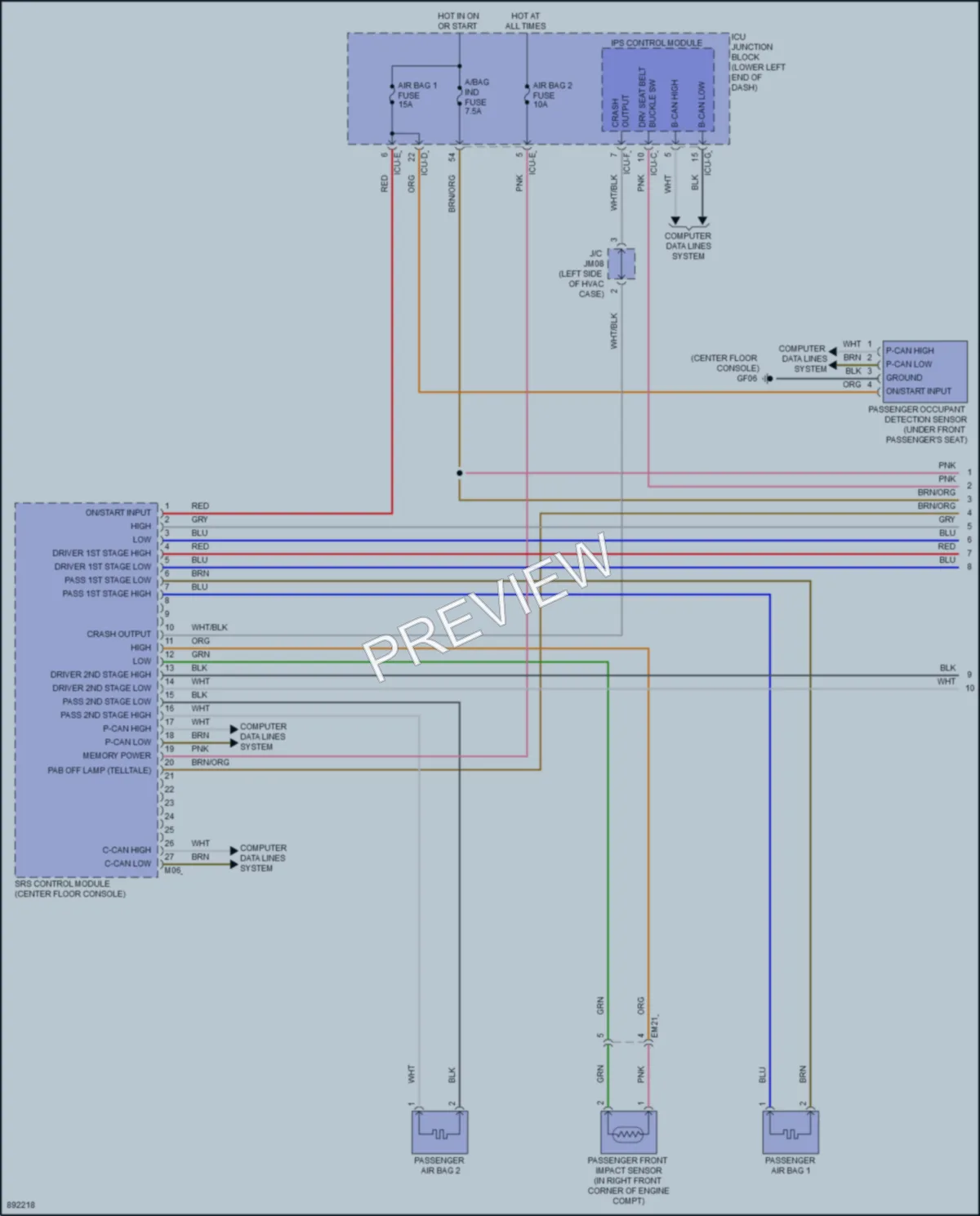 2025 Kia Seltos Supplemental Restraints wiring diagram preview