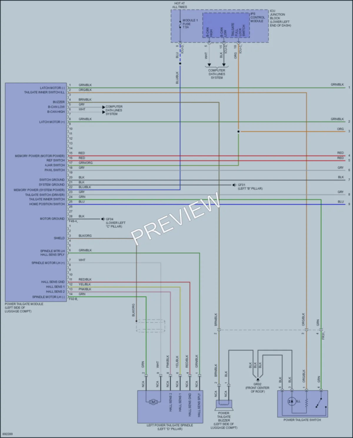 2025 Kia Seltos Trunk Tailgate Fuel Door wiring diagram preview