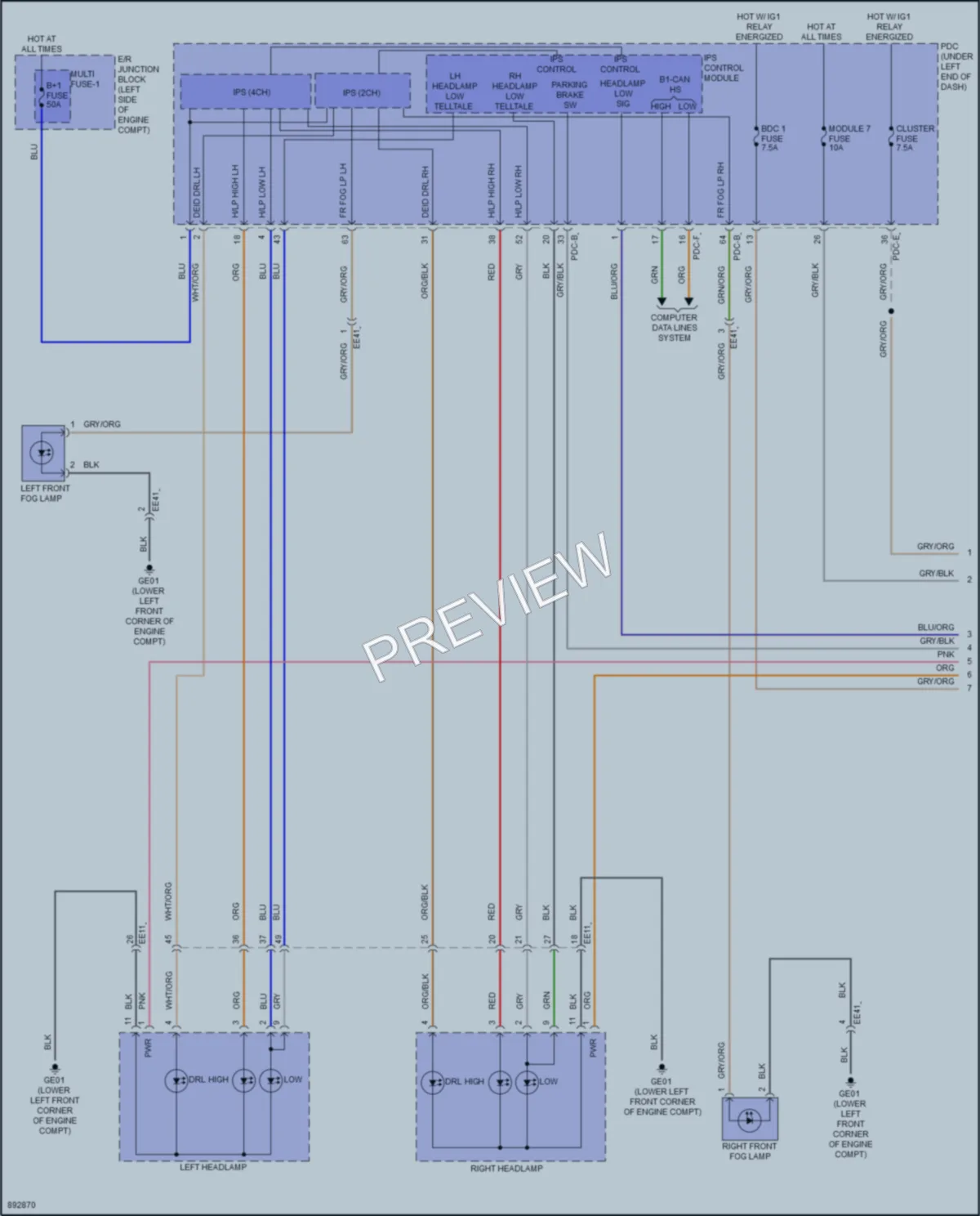 2025 Kia Sorento Headlights wiring diagram preview