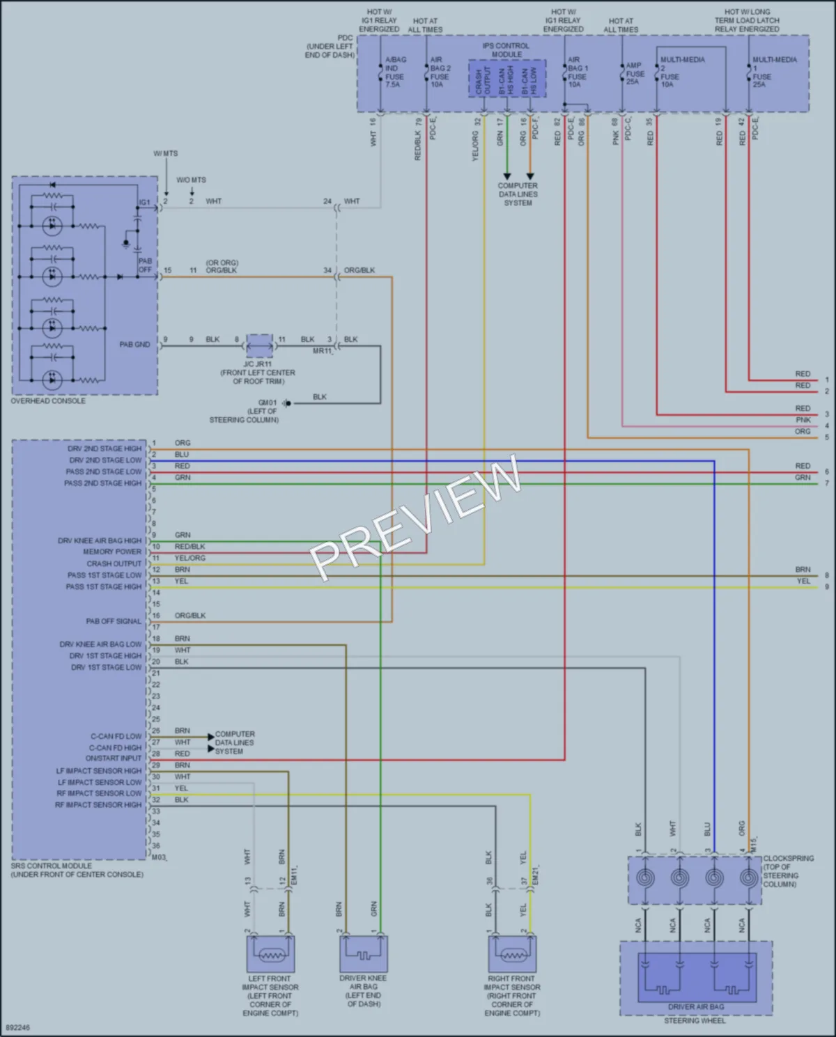 2025 Kia Sorento Supplemental Restraints wiring diagram preview