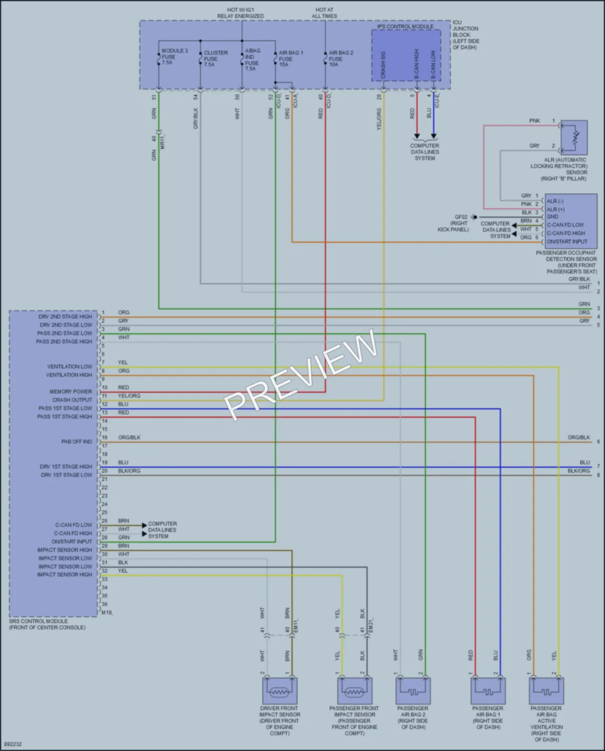 2025 Kia Sportage Supplemental Restraints wiring diagram preview