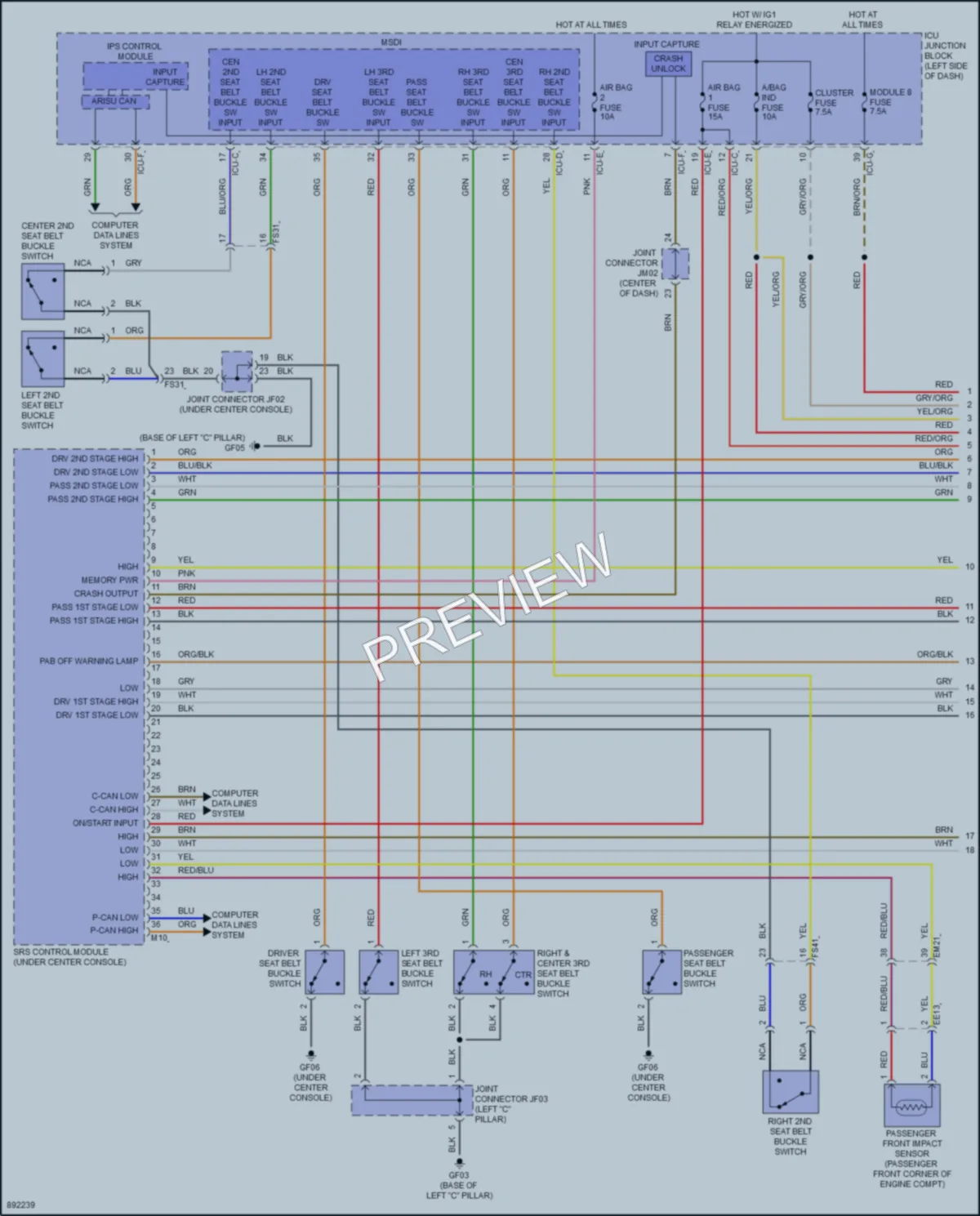 2025 Kia Telluride Supplemental Restraints wiring diagram preview