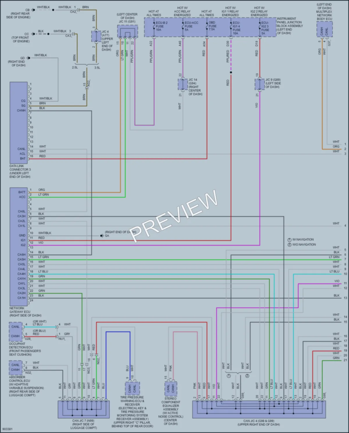 2025 Lexus ES250 Computer Data Lines wiring diagram preview