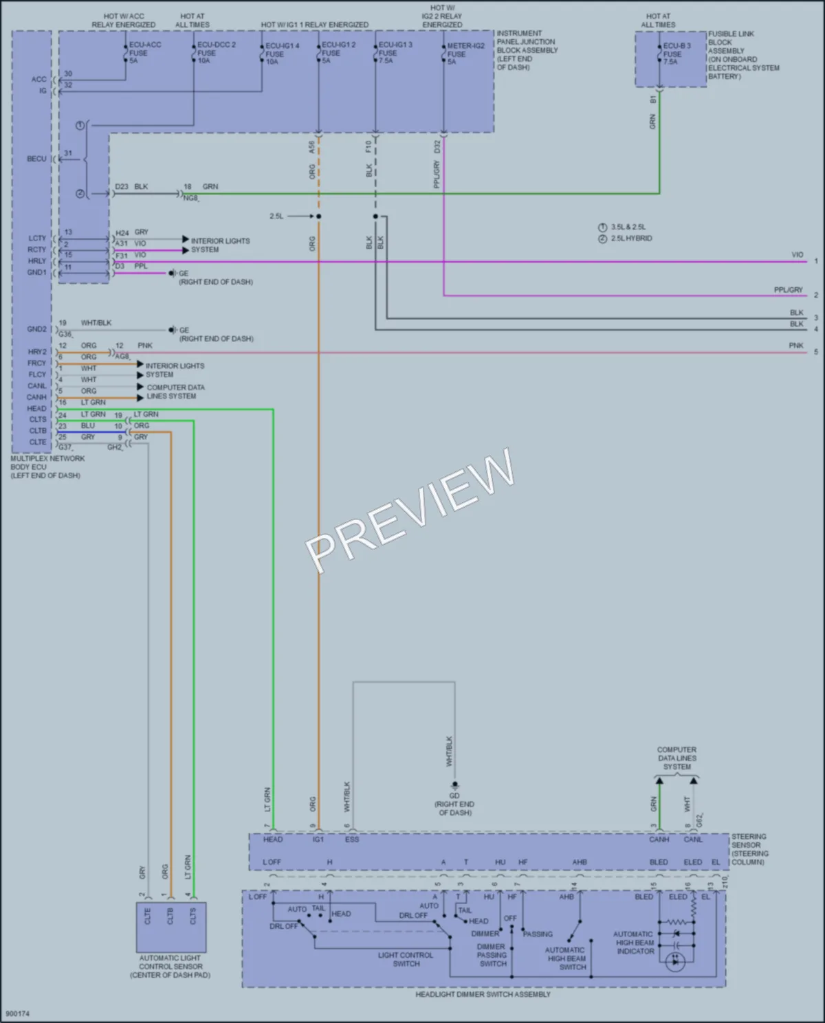 2025 Lexus ES250 Headlights wiring diagram preview