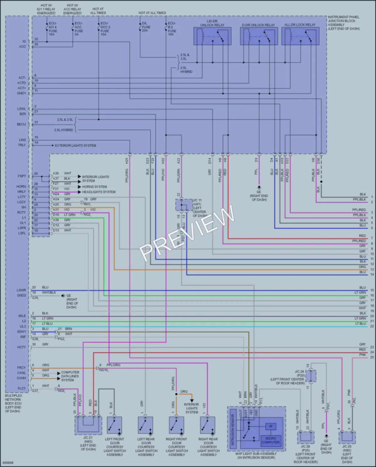 2025 Lexus ES250 Power Door Locks wiring diagram preview