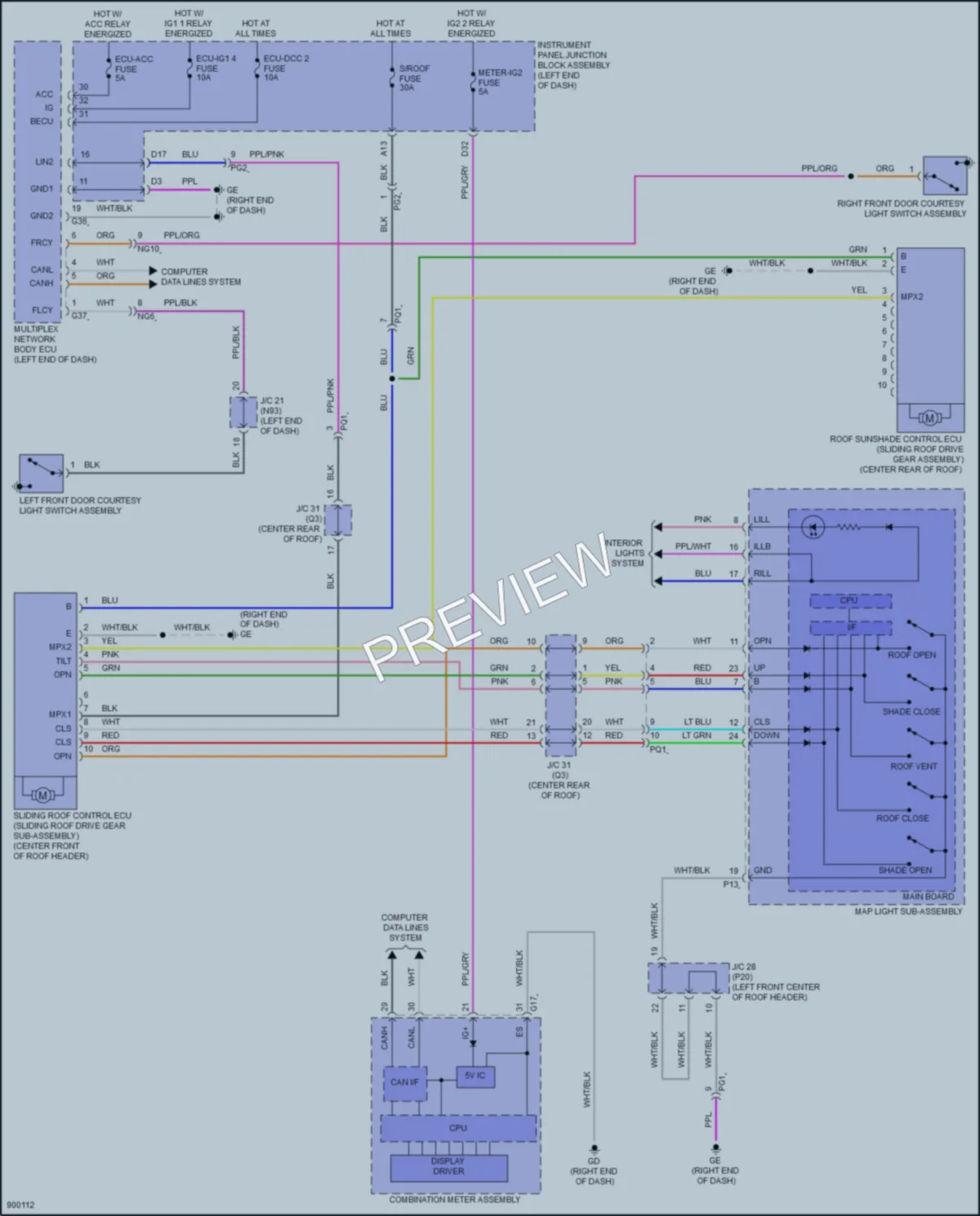 2025 Lexus ES250 Power Top Sunroof wiring diagram preview