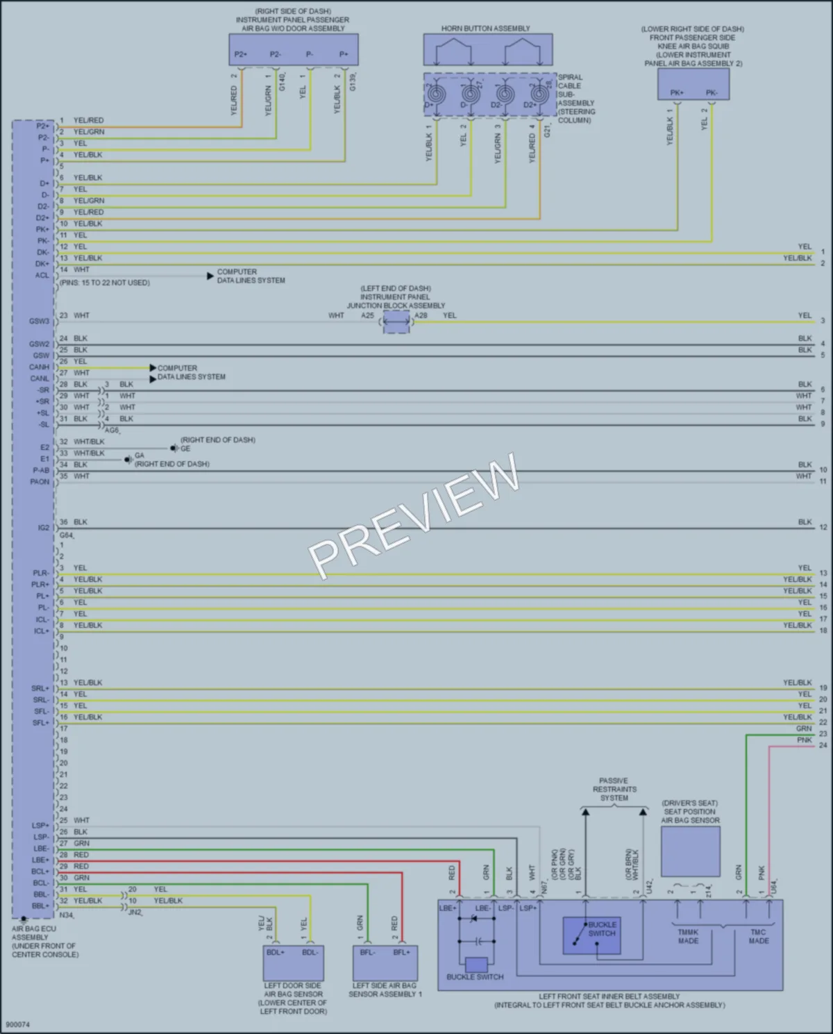 2025 Lexus ES250 Supplemental Restraints wiring diagram preview