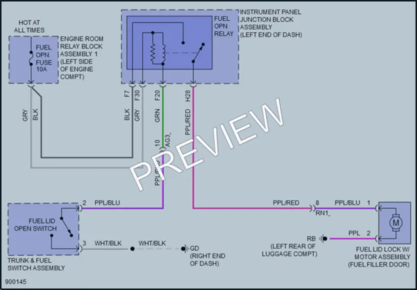 2025 Lexus ES250 Trunk Tailgate Fuel Door wiring diagram preview