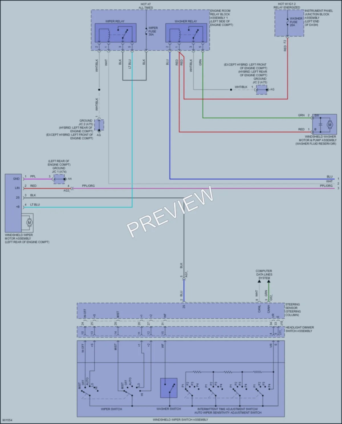 2025 Lexus ES250 Wiper Washer wiring diagram preview