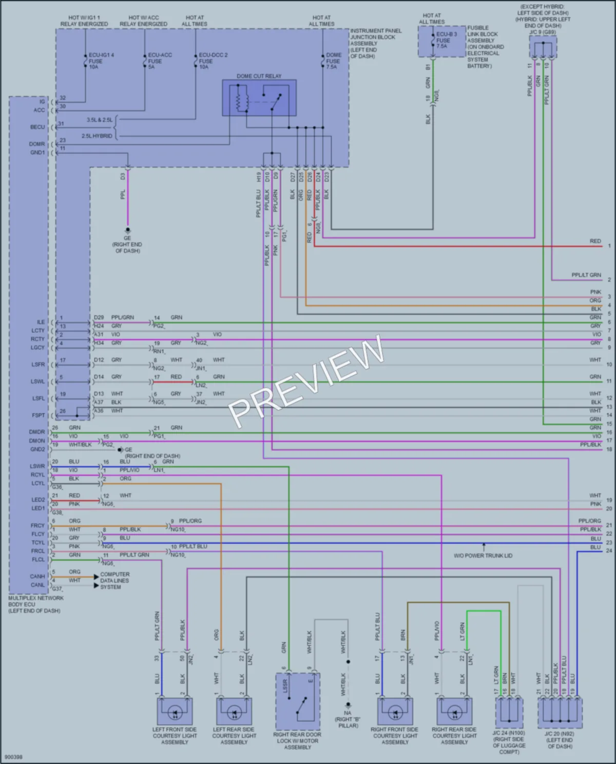 2025 Lexus ES350 Interior Lights wiring diagram preview