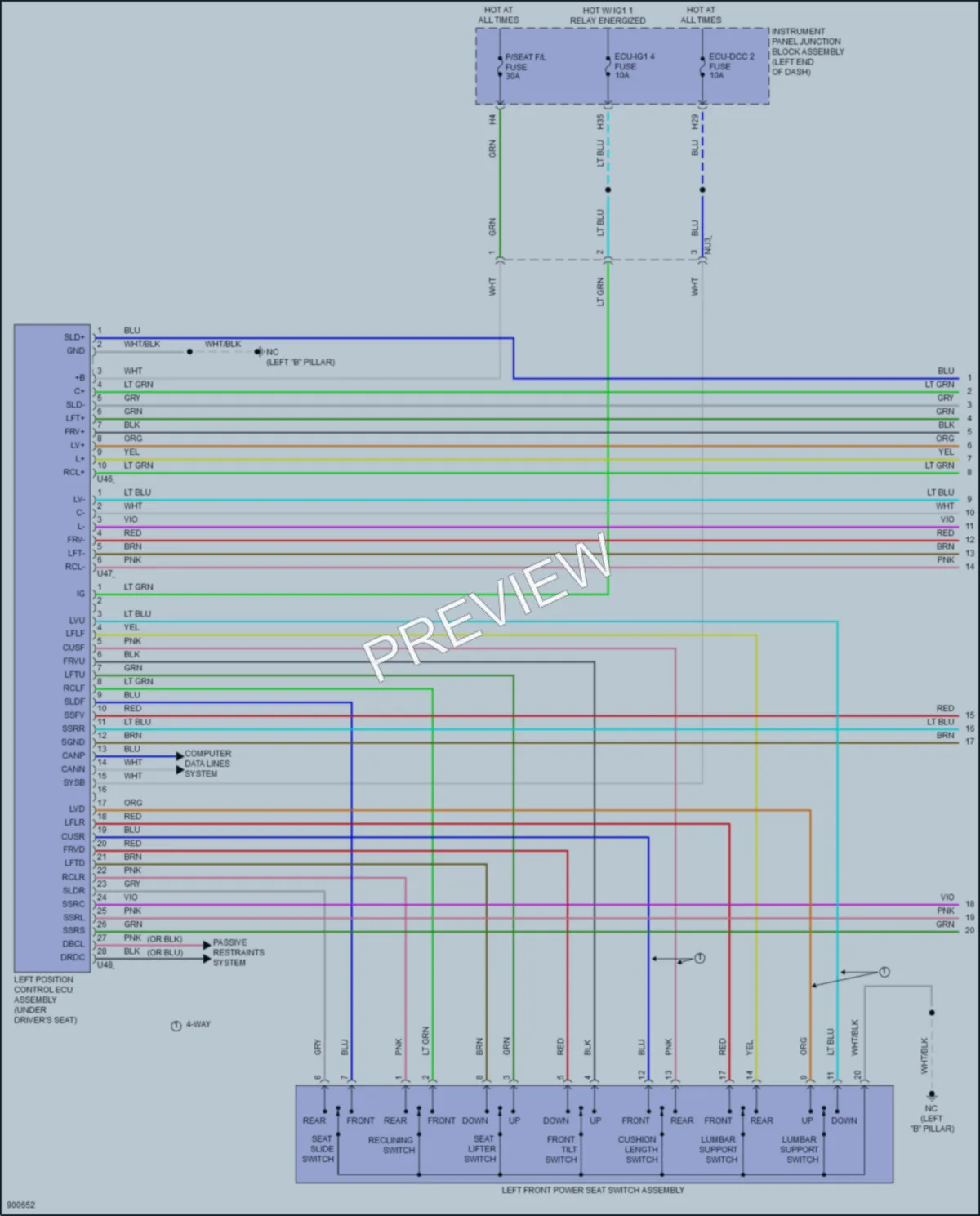 2025 Lexus ES350 Memory Systems wiring diagram preview