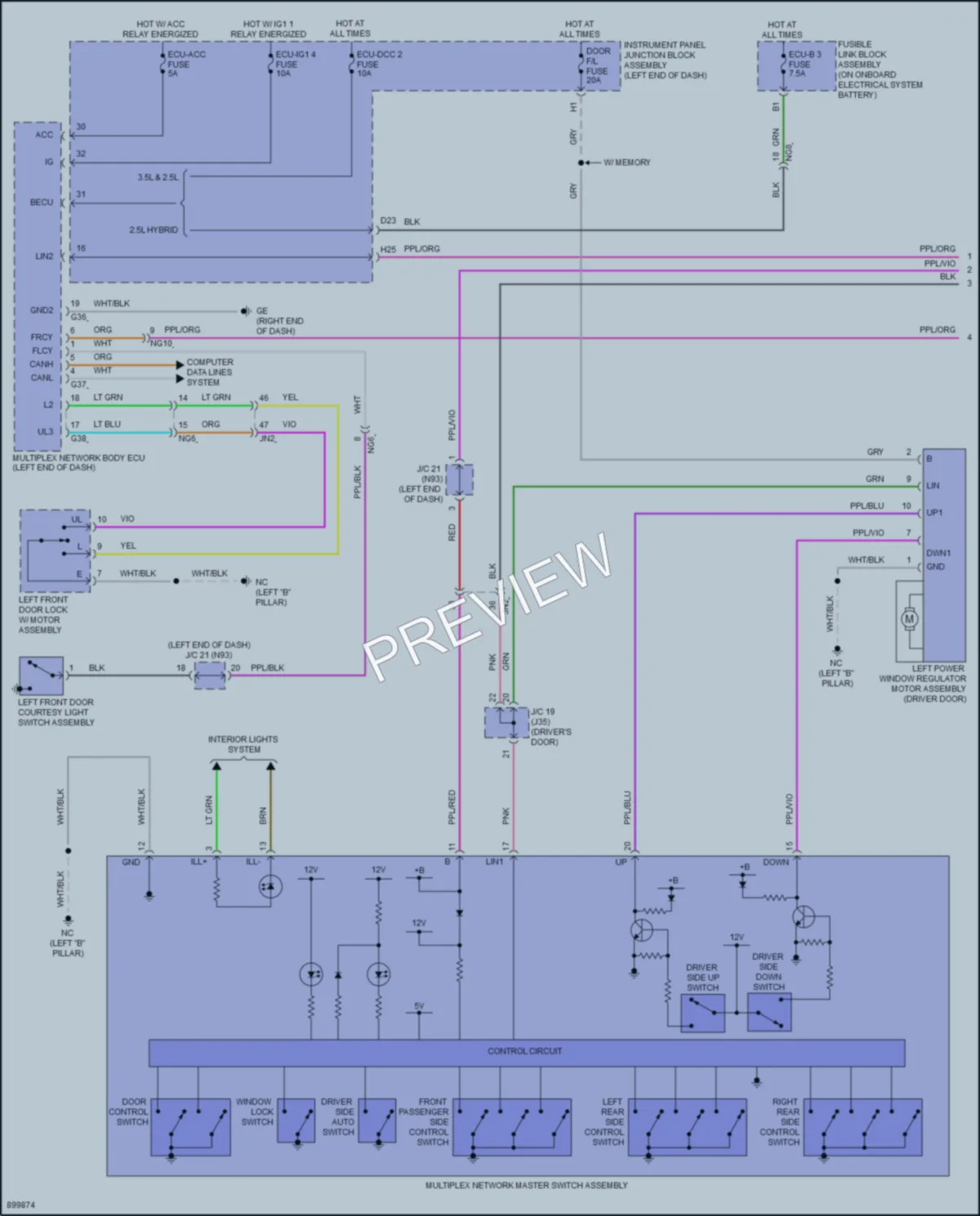 2025 Lexus ES350 Power Windows wiring diagram preview