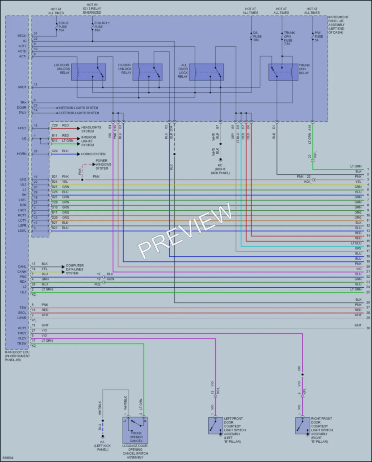 2025 Lexus IS300 Power Door Locks wiring diagram preview