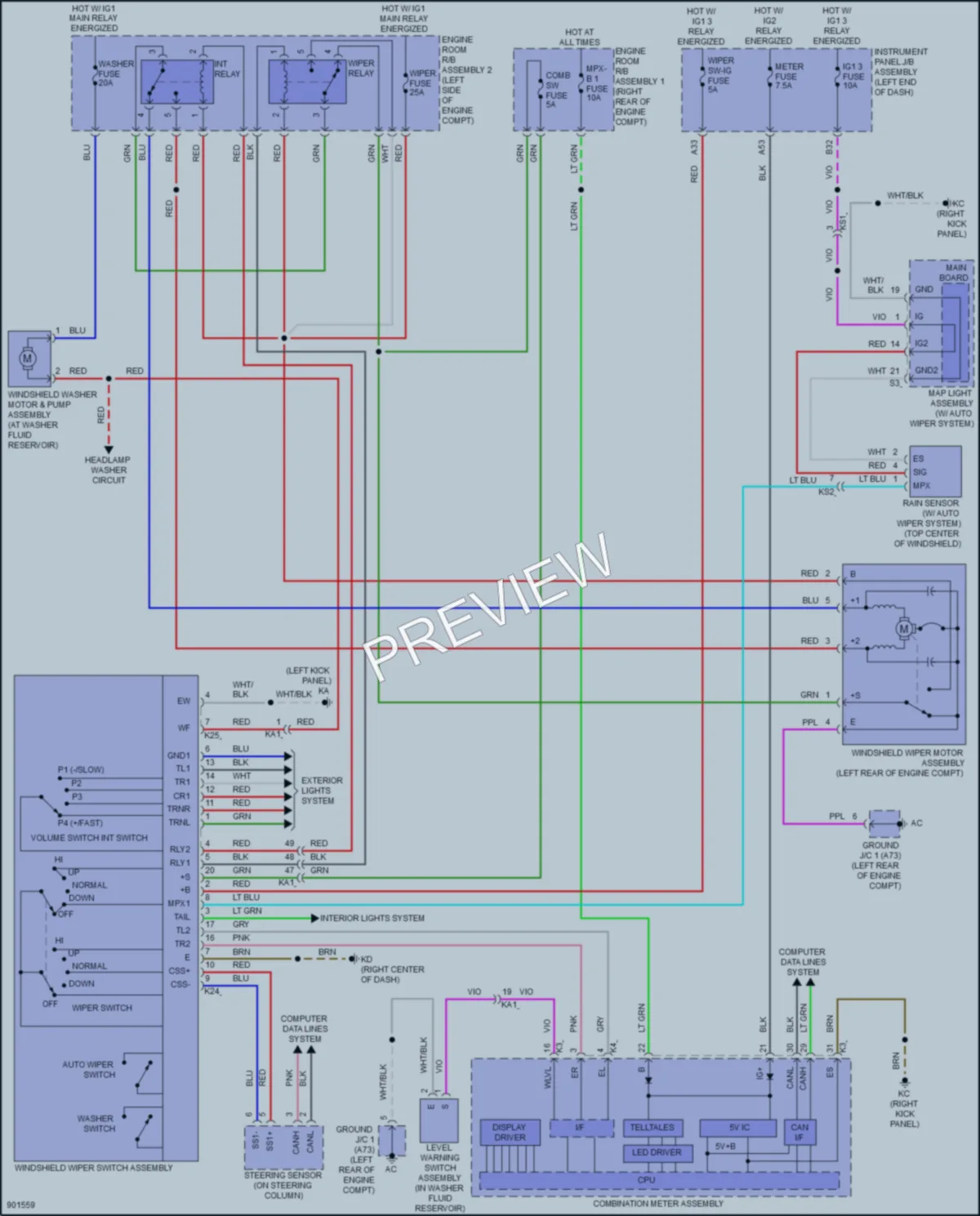2025 Lexus IS350 Wiper Washer wiring diagram preview