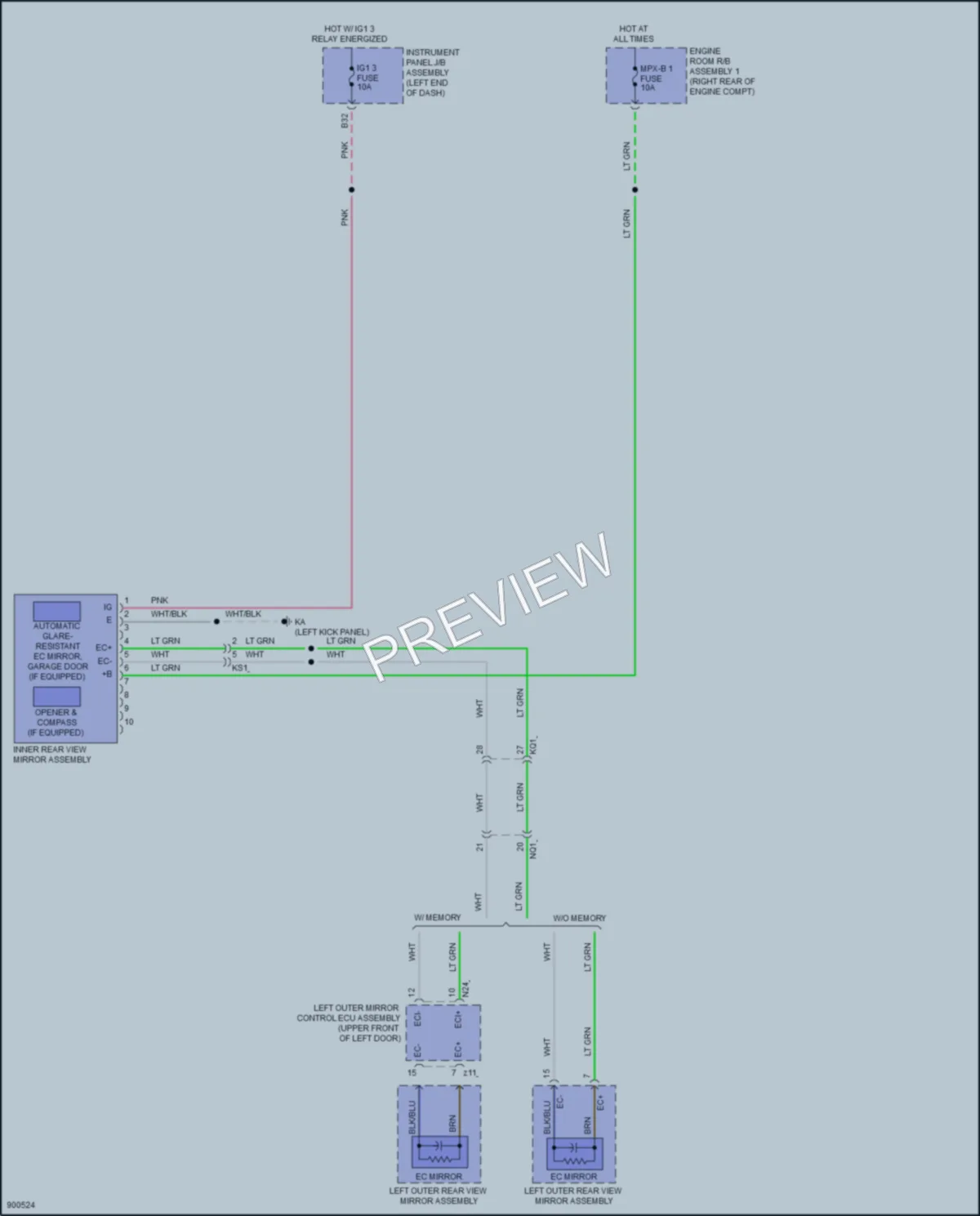 2025 Lexus IS500 Power Mirrors wiring diagram preview