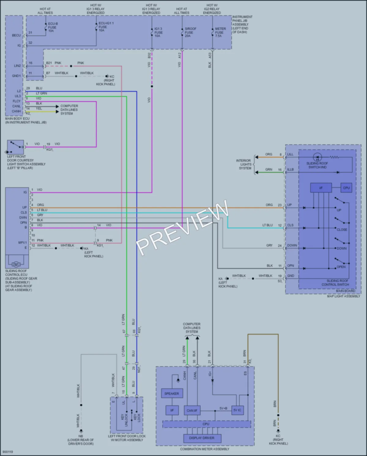 2025 Lexus IS500 Power Top Sunroof wiring diagram preview