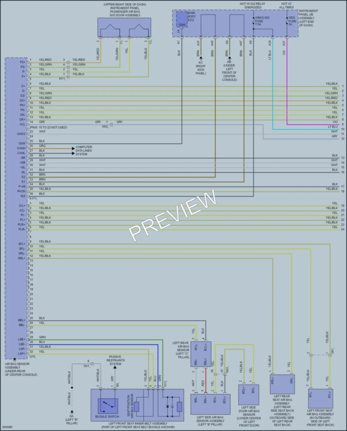 2025 Lexus IS500 Supplemental Restraints wiring diagram preview