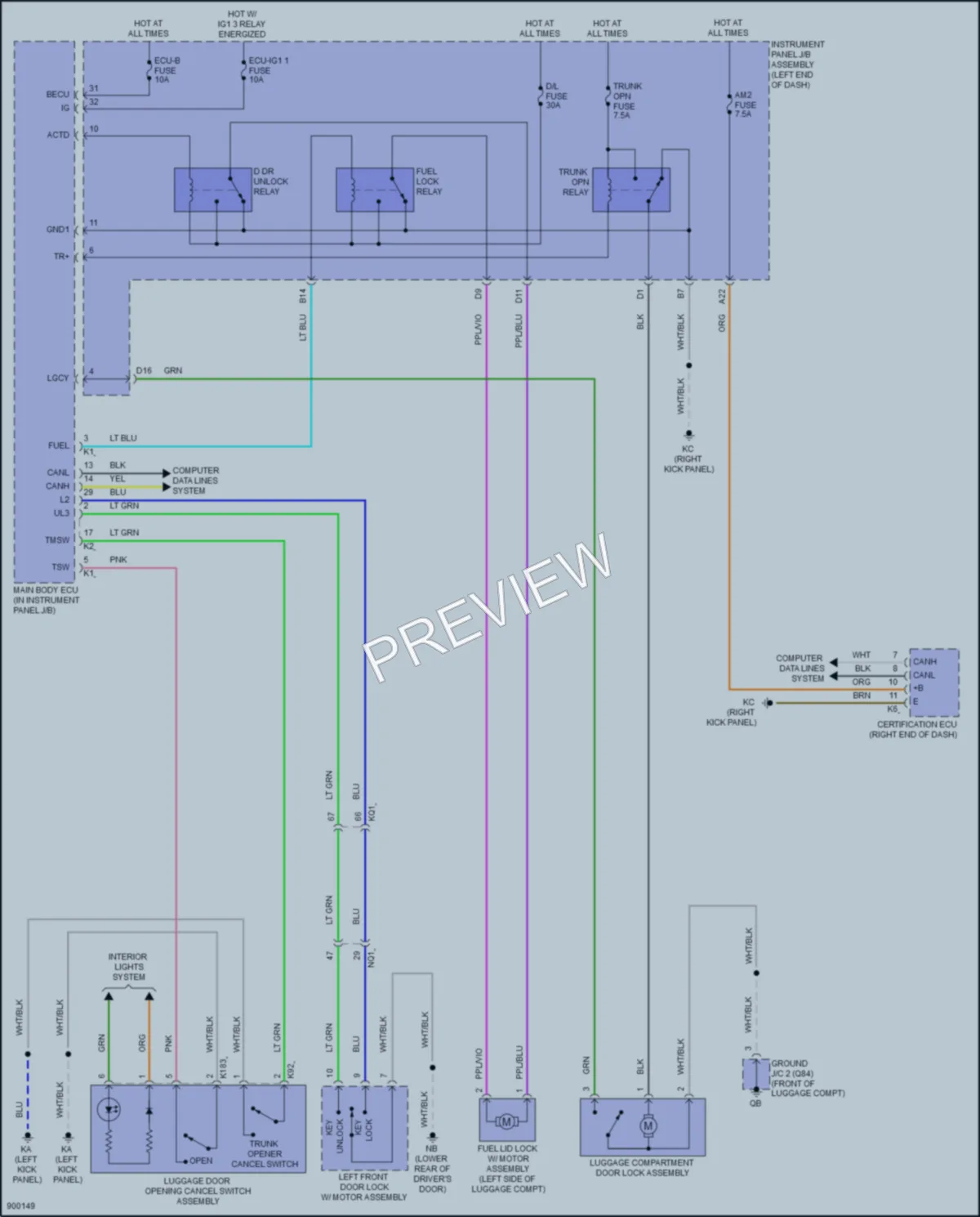 2025 Lexus IS500 Trunk Tailgate Fuel Door wiring diagram preview