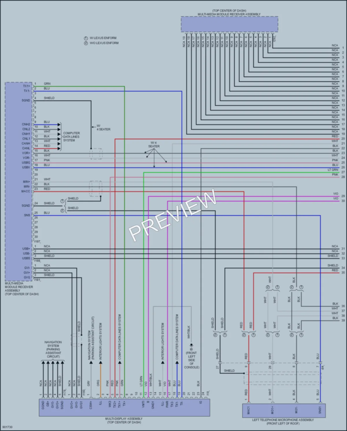 2025 Lexus LX600 Navigation wiring diagram preview