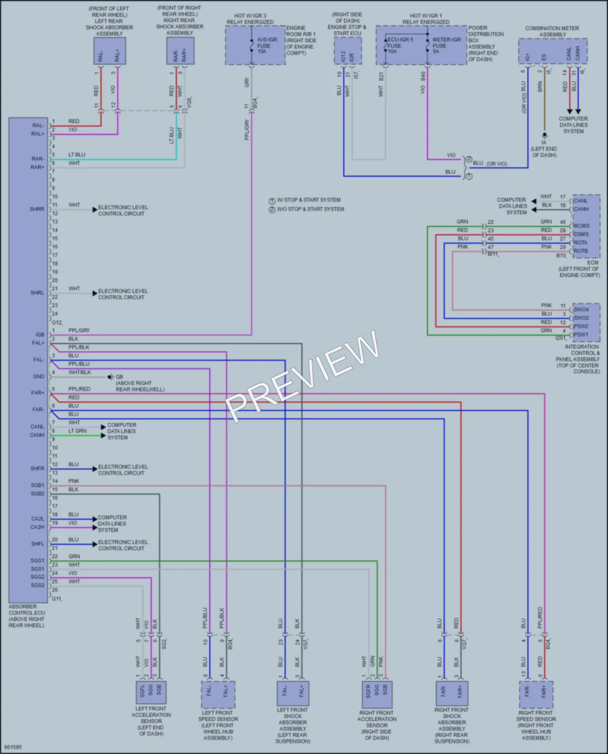 2025 Lexus LX700h Electronic Suspension wiring diagram preview