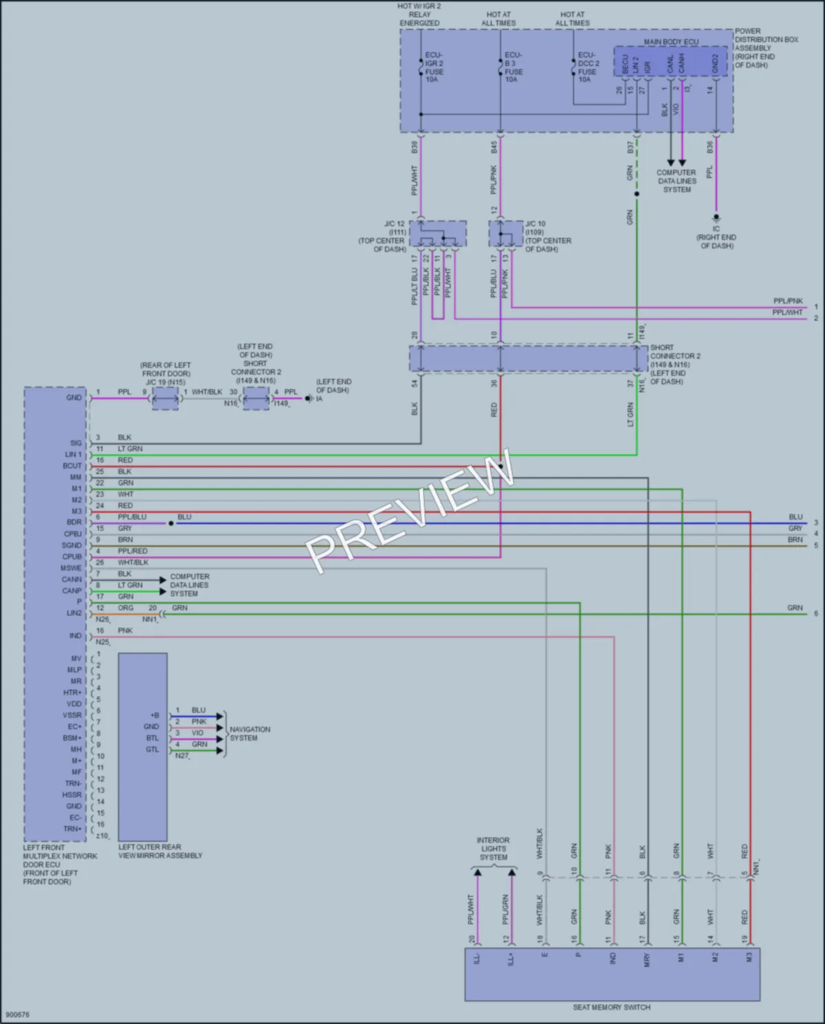 2025 Lexus LX700h Memory Systems wiring diagram preview