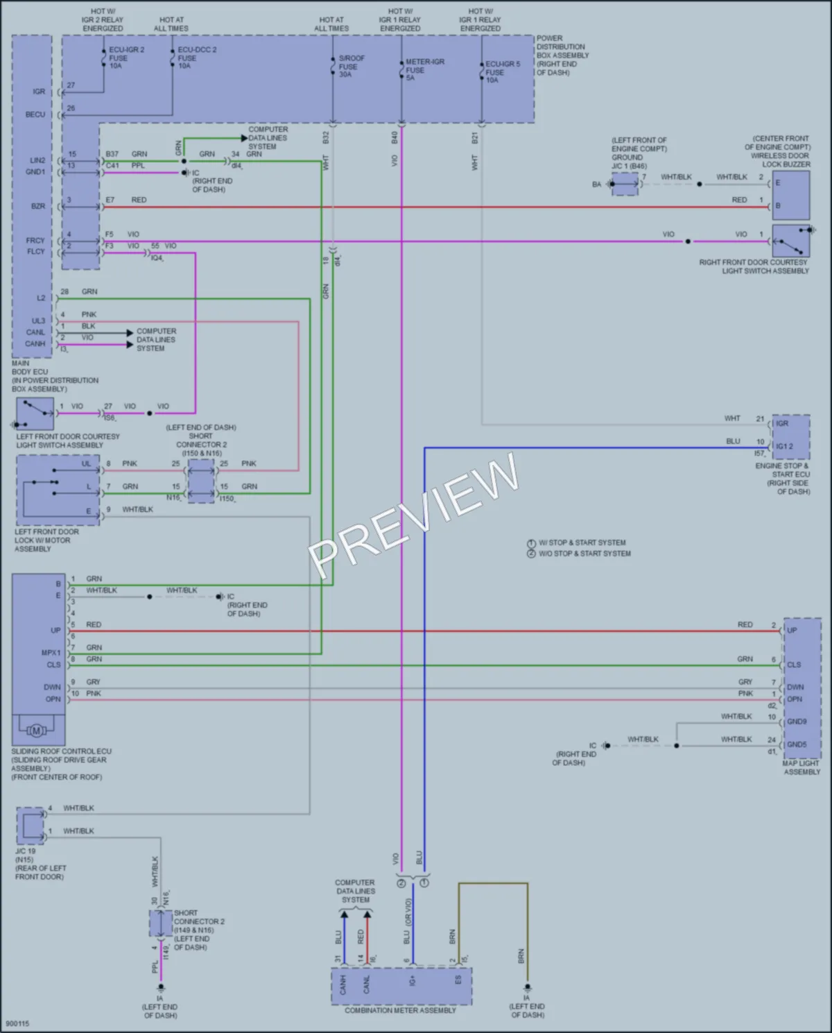 2025 Lexus LX700h Power Top Sunroof wiring diagram preview