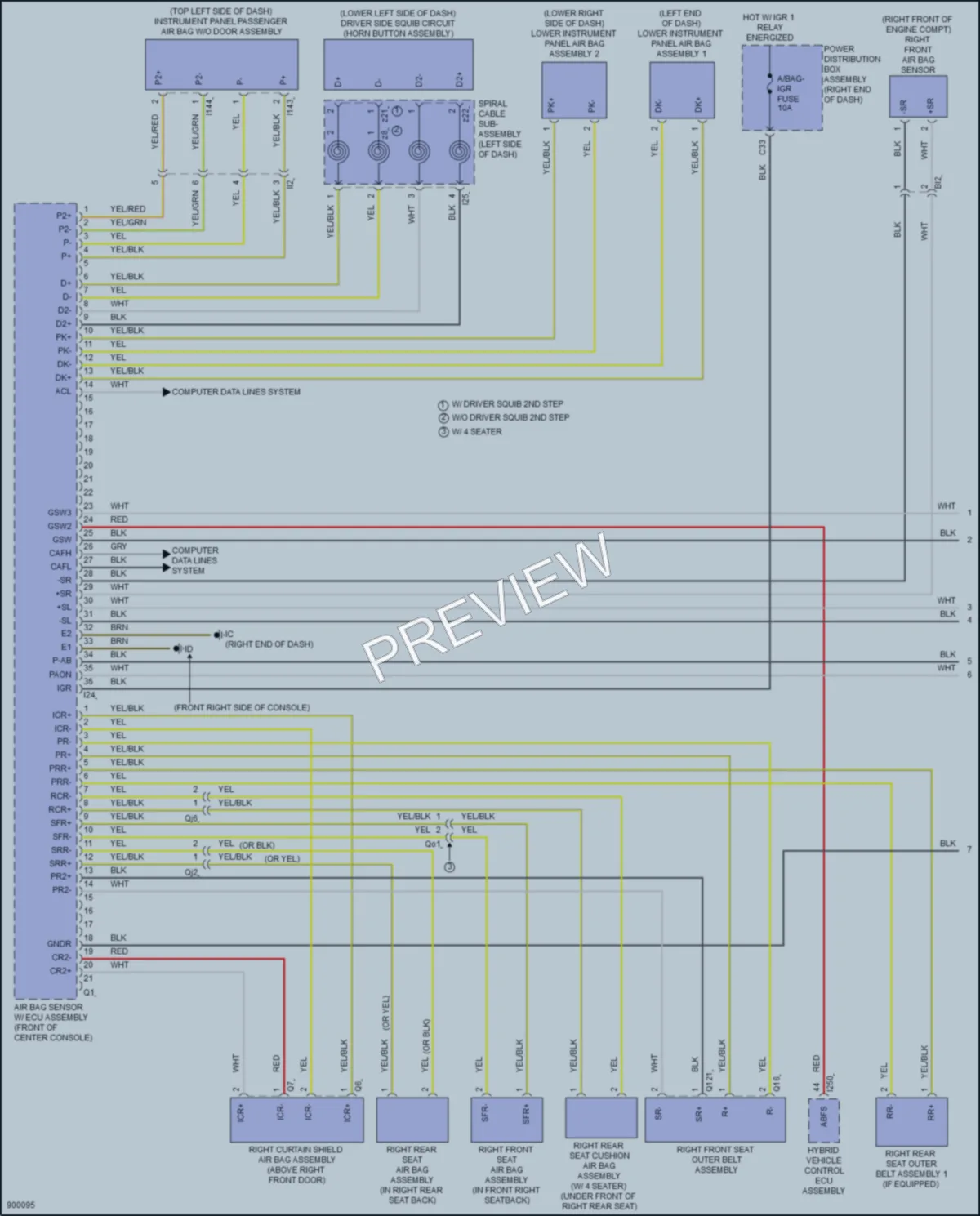 2025 Lexus LX700h Supplemental Restraints wiring diagram preview