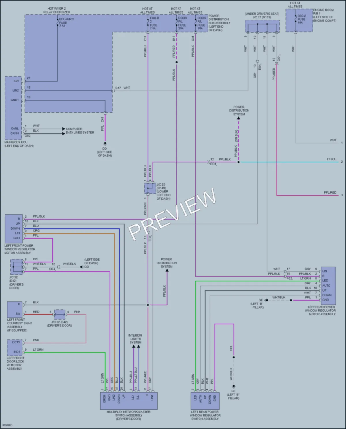 2025 Lexus NX250 Power Windows wiring diagram preview