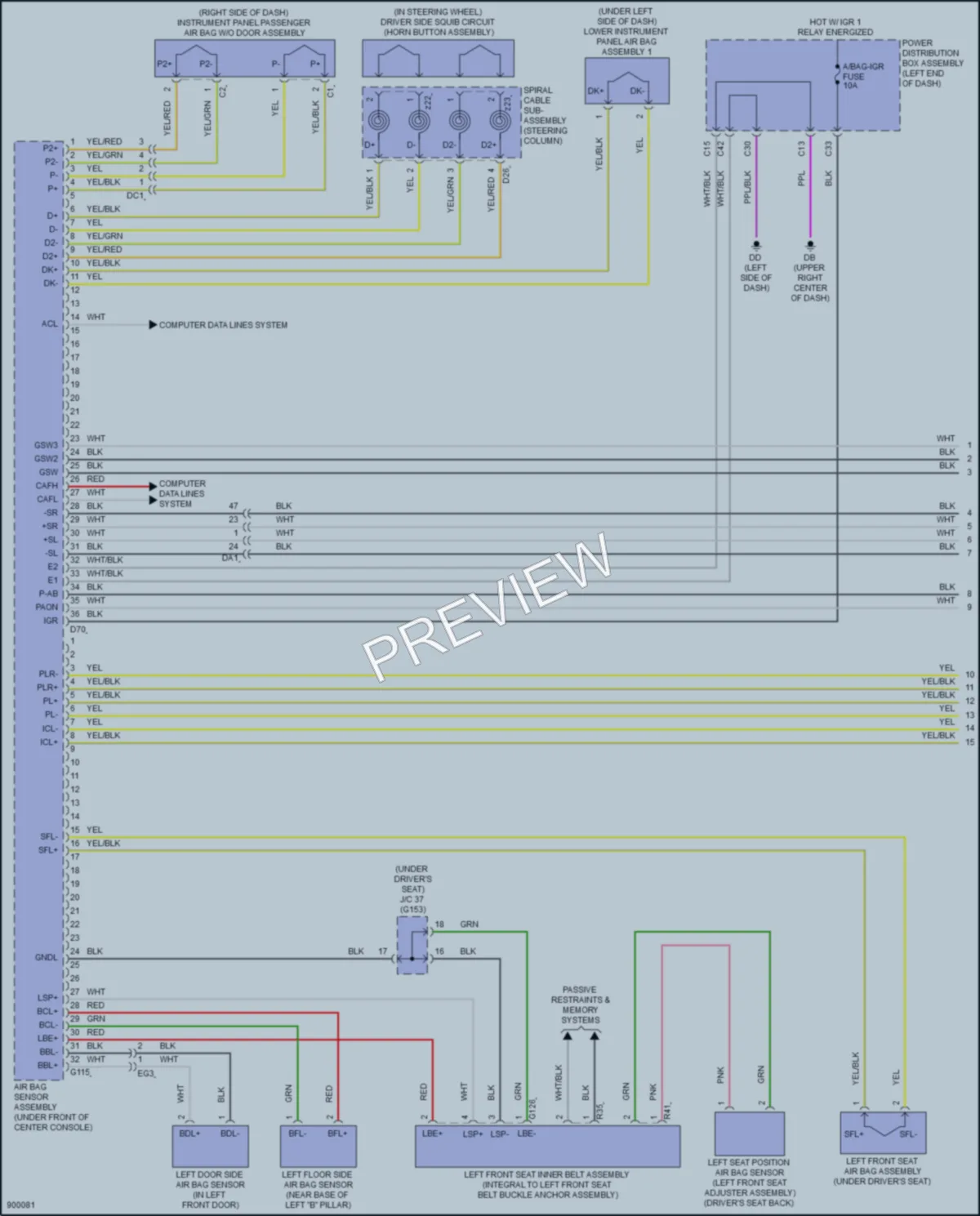 2025 Lexus NX350 Supplemental Restraints wiring diagram preview