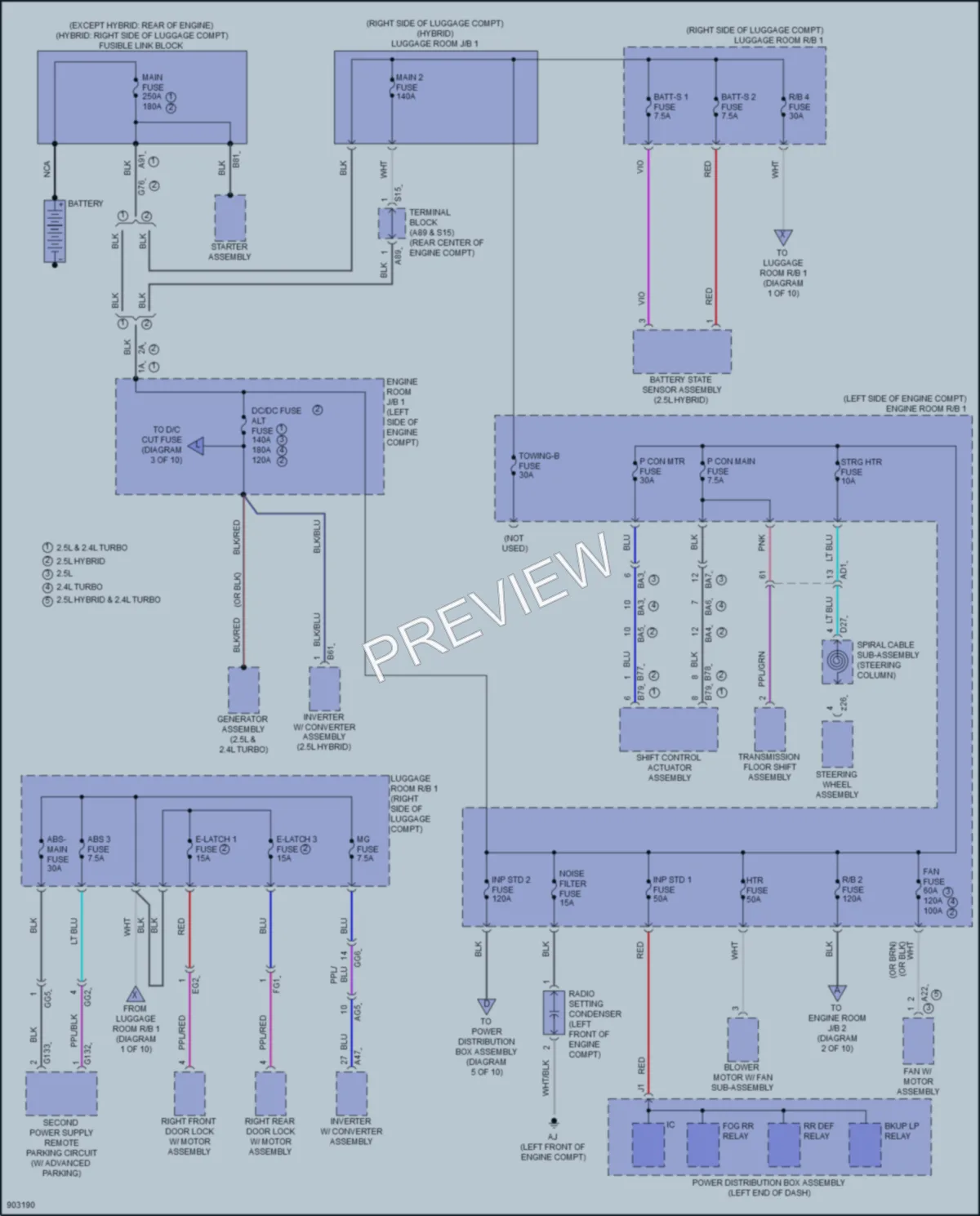 2025 Lexus NX350h Power Distribution wiring diagram preview