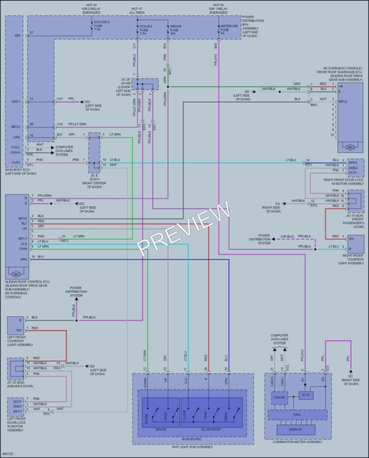 2025 Lexus NX450h Power Top Sunroof wiring diagram preview