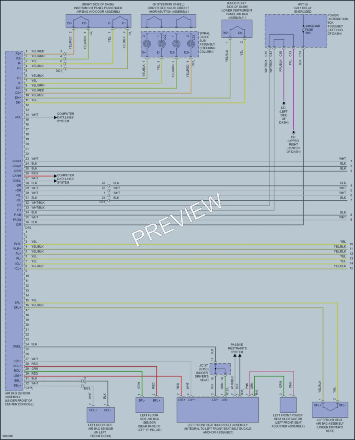 2025 Lexus NX450h Supplemental Restraints wiring diagram preview