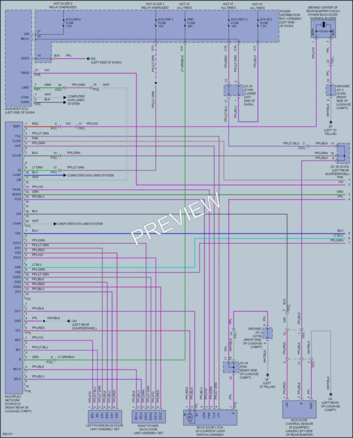 2025 Lexus NX450h Trunk Tailgate Fuel Door wiring diagram preview