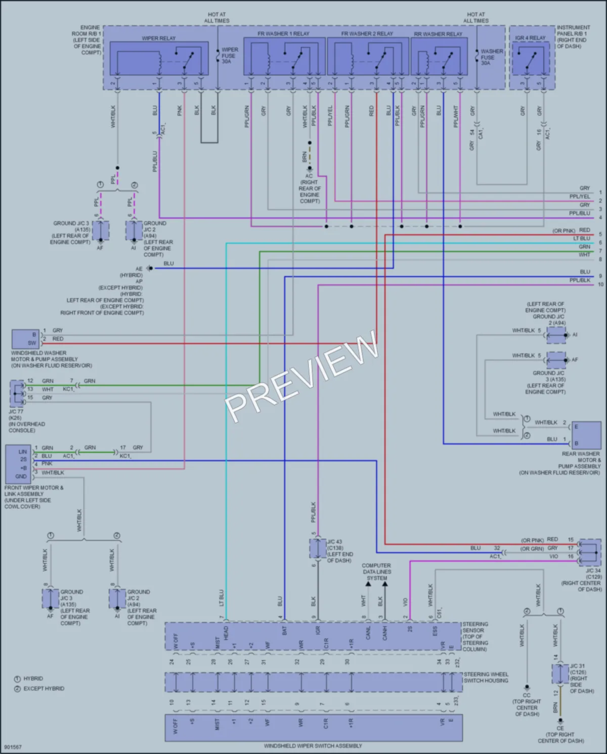2025 Lexus RX350 Wiper Washer wiring diagram preview