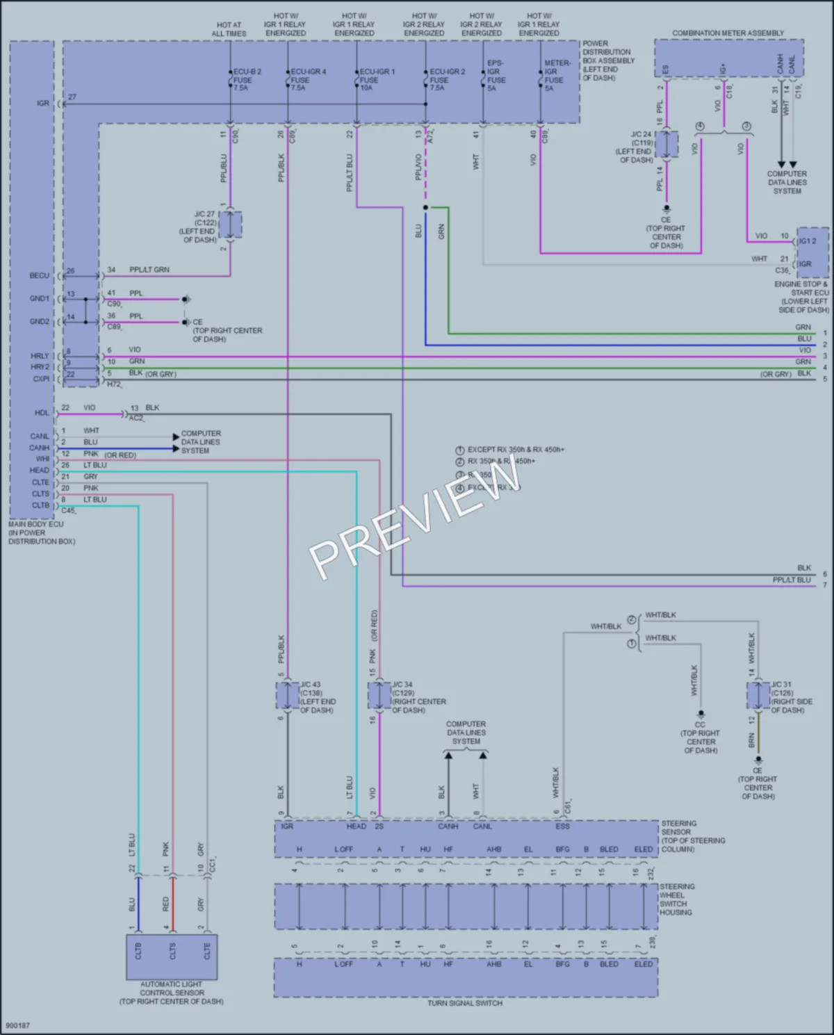 2025 Lexus RX350h Headlights wiring diagram preview