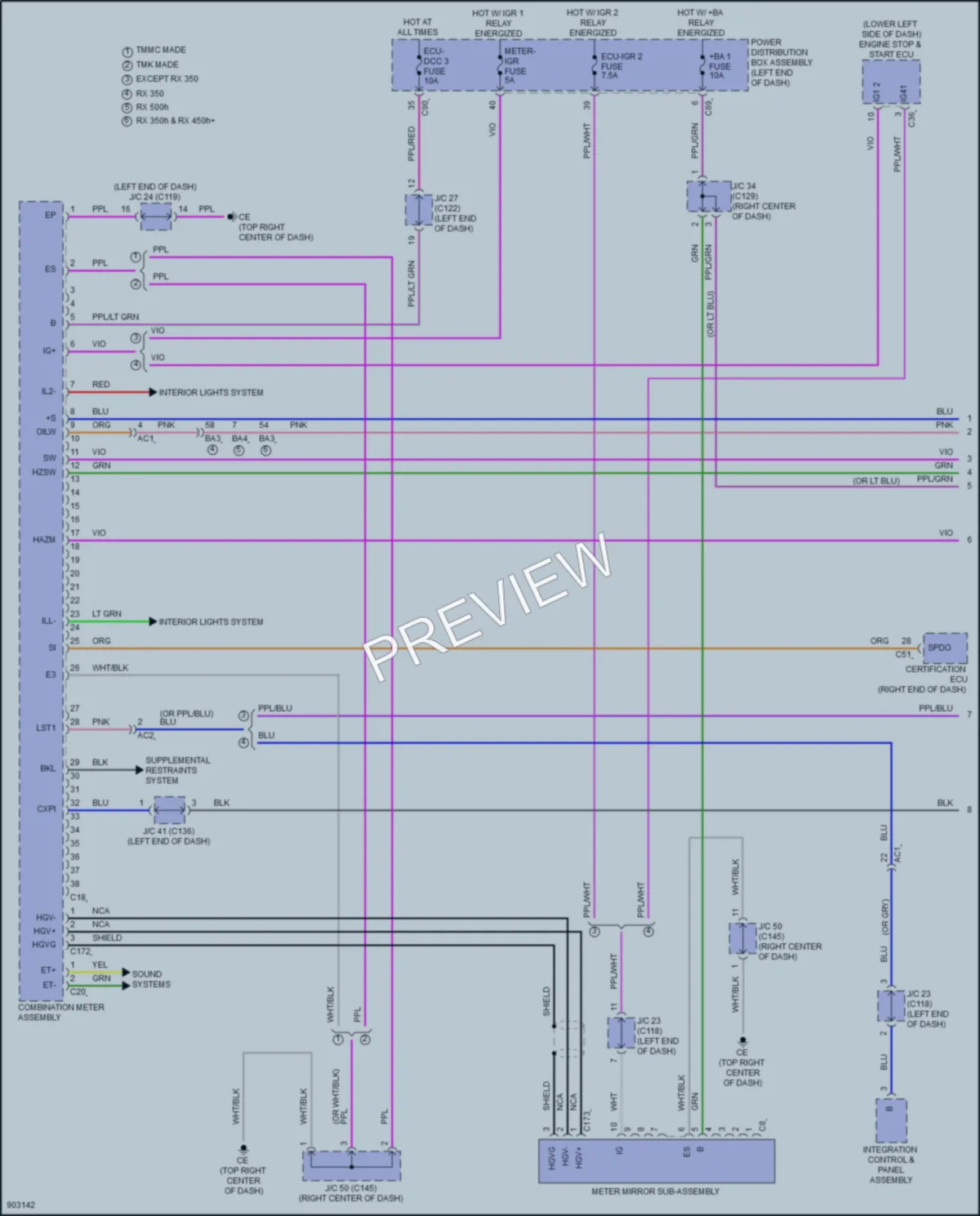 2025 Lexus RX350h Instrument Cluster wiring diagram preview