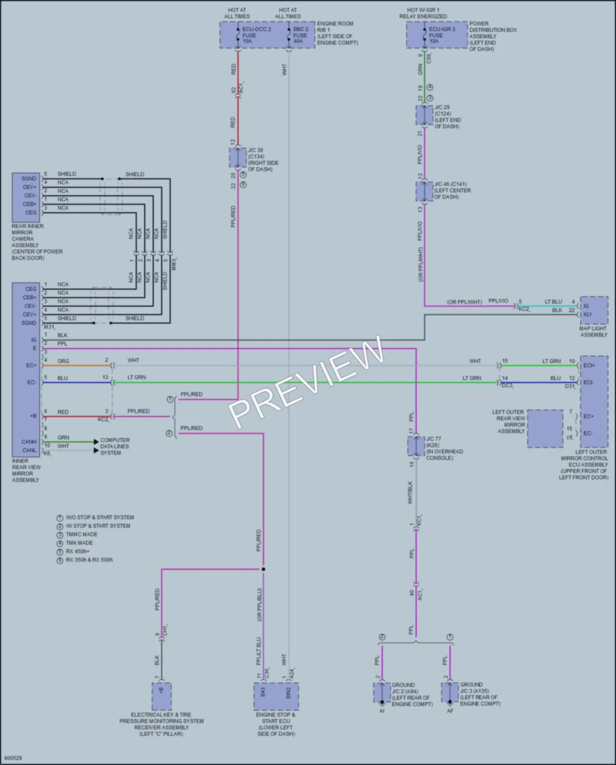 2025 Lexus RX350h Power Mirrors wiring diagram preview
