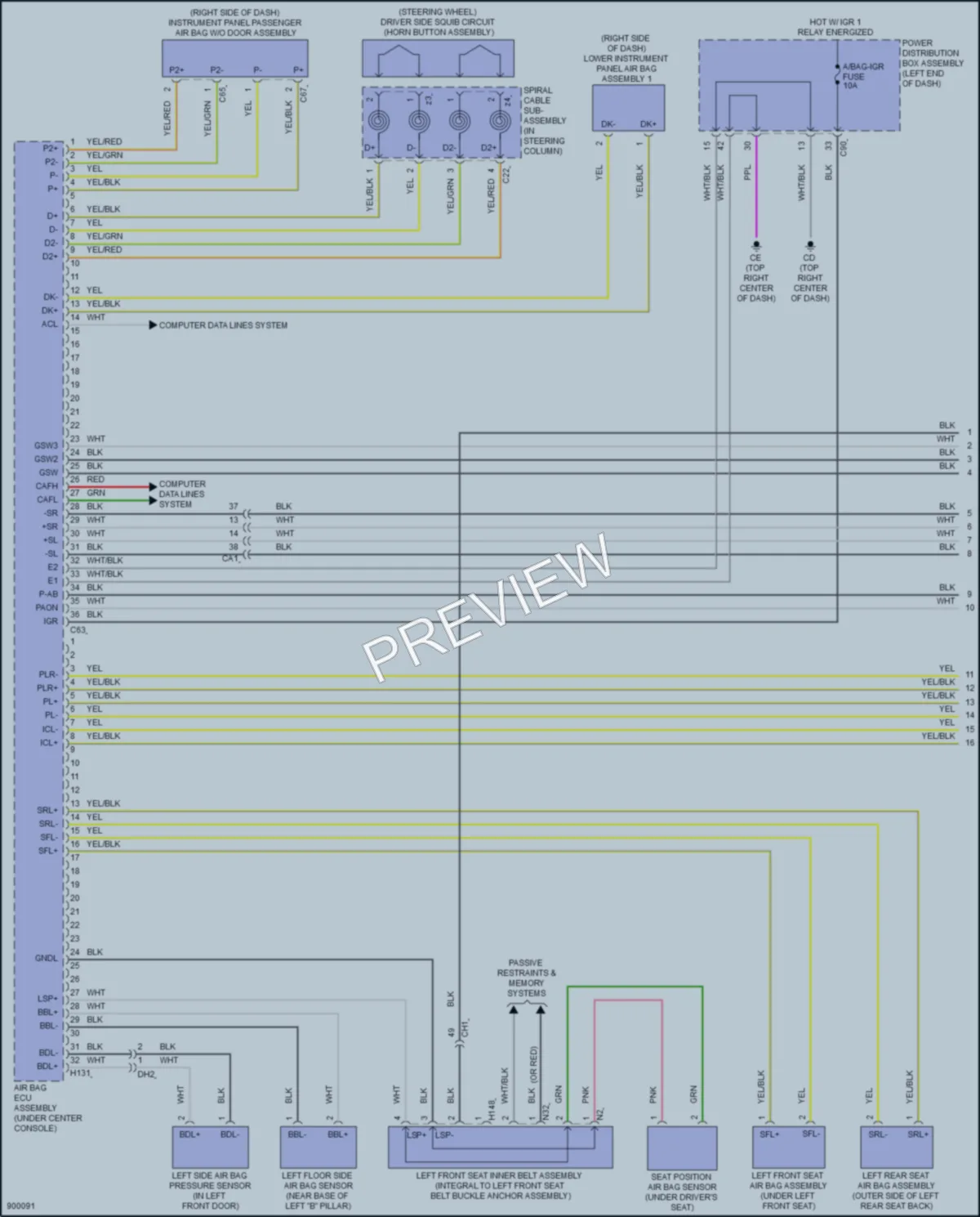2025 Lexus RX350h Supplemental Restraints wiring diagram preview