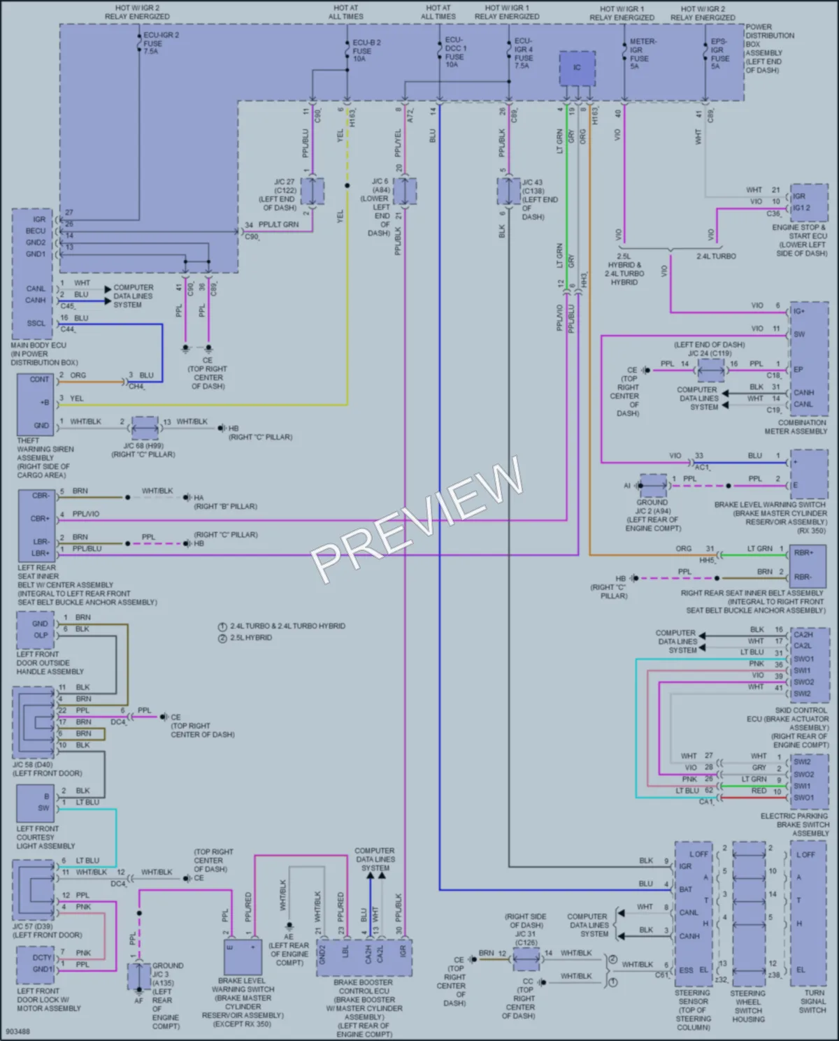 2025 Lexus RX350h Warning Systems wiring diagram preview