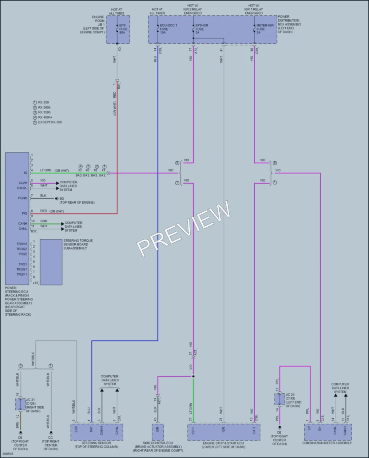 2025 Lexus RX450h Electronic Power Steering wiring diagram preview